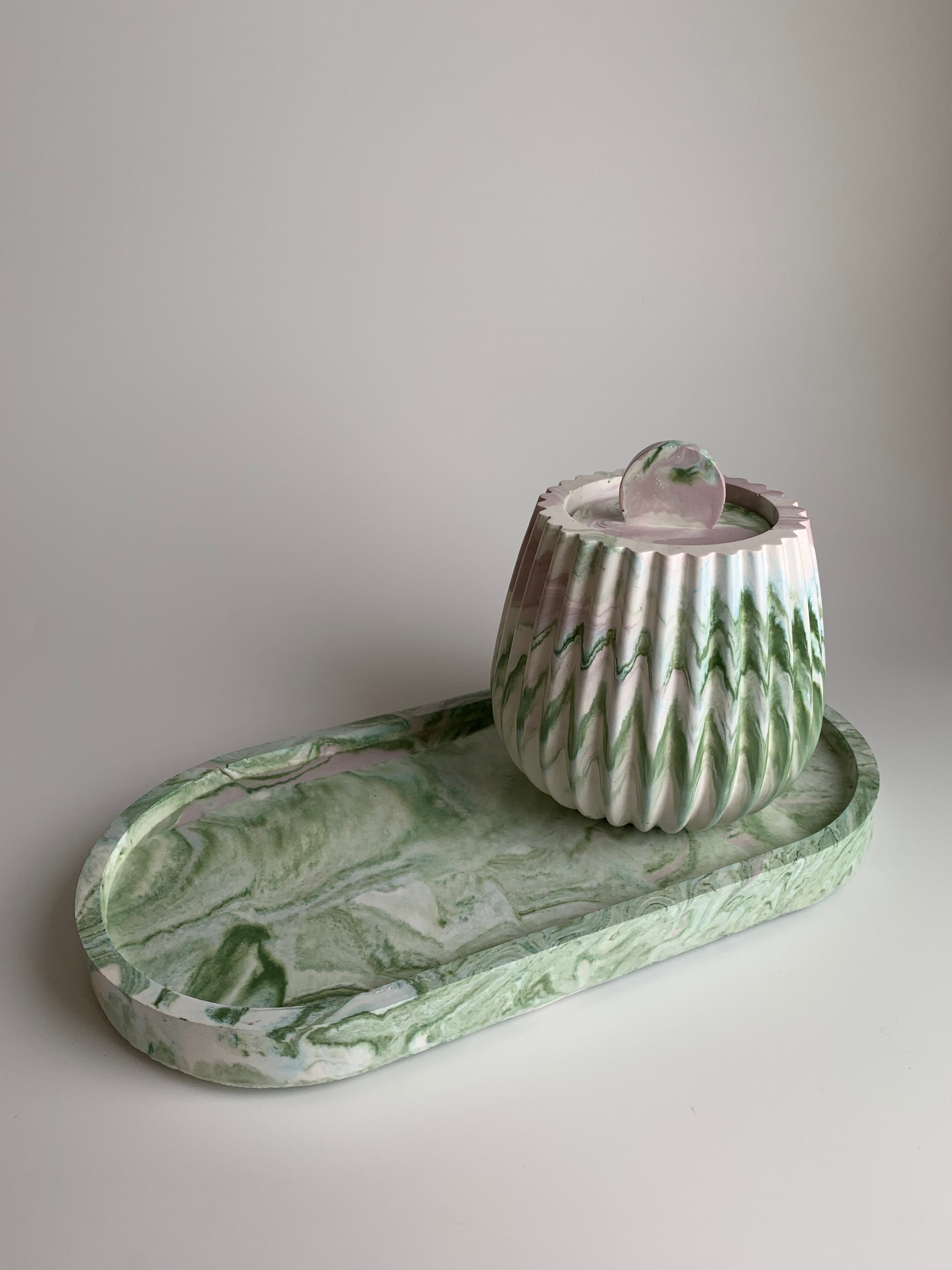 Vanity set | pink & green marble