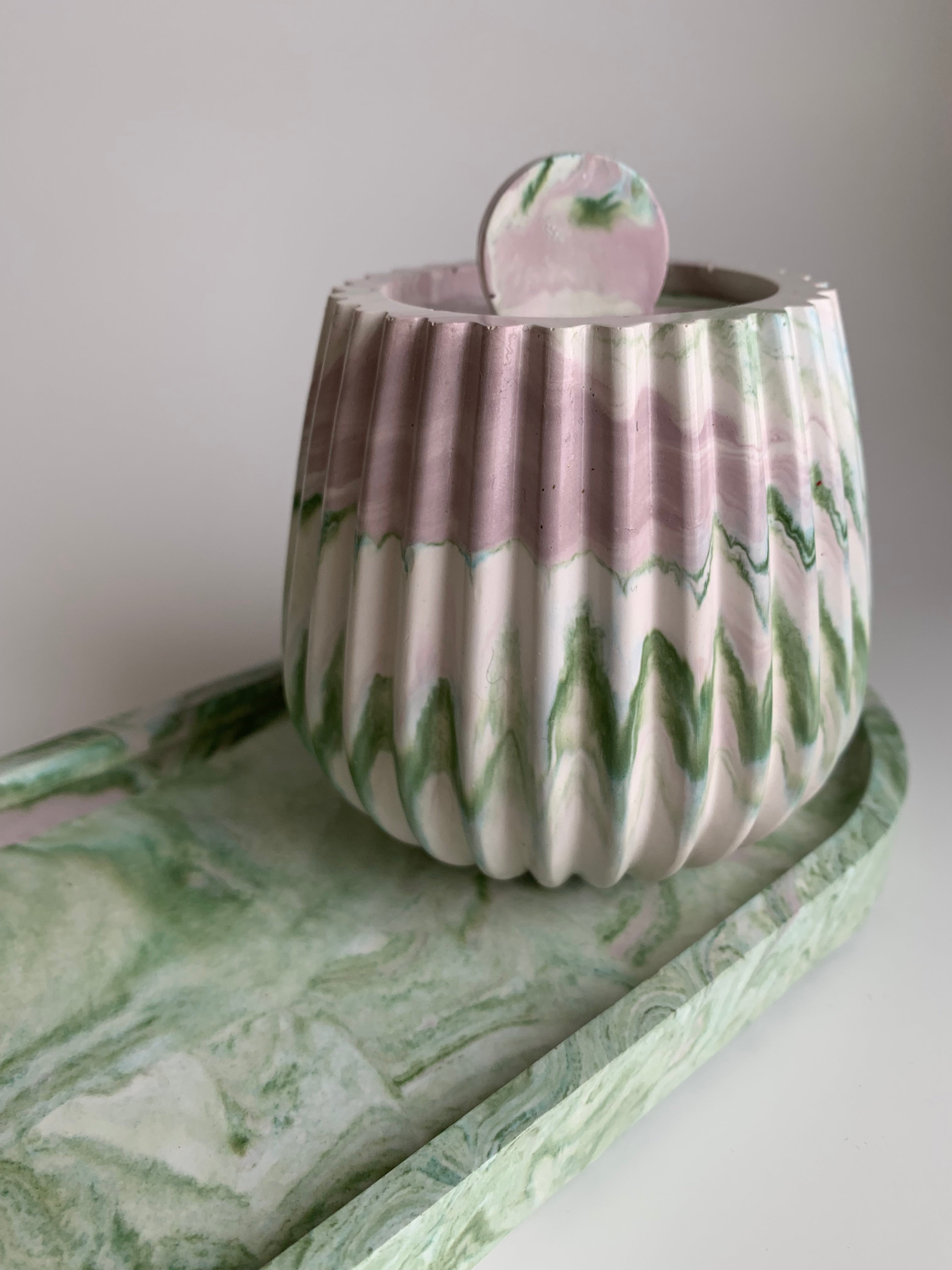 Vanity set | pink & green marble