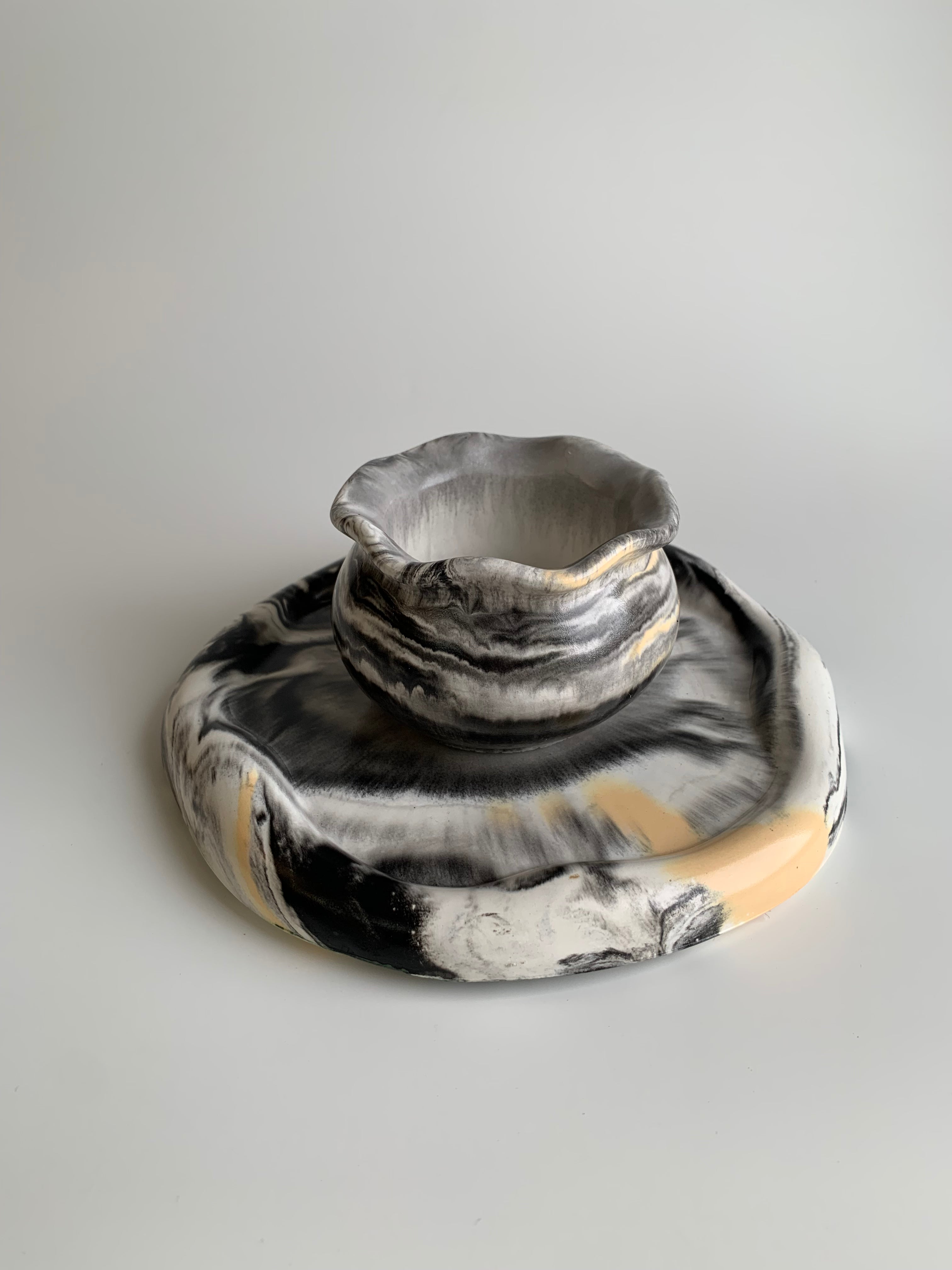 Vanity set | Black, white, & yellow marble