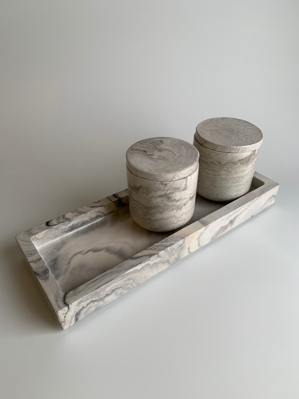 Marble vanity set | black, white, & hint of yellow