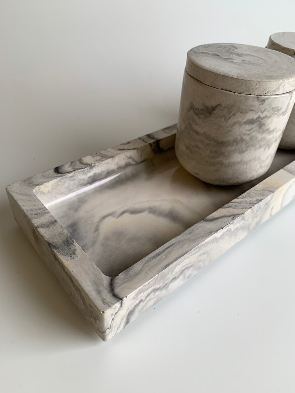 Marble vanity set | black, white, & hint of yellow