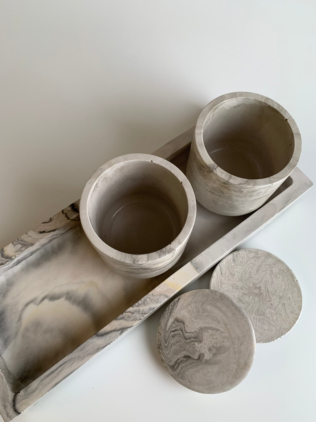 Marble vanity set | black, white, & hint of yellow