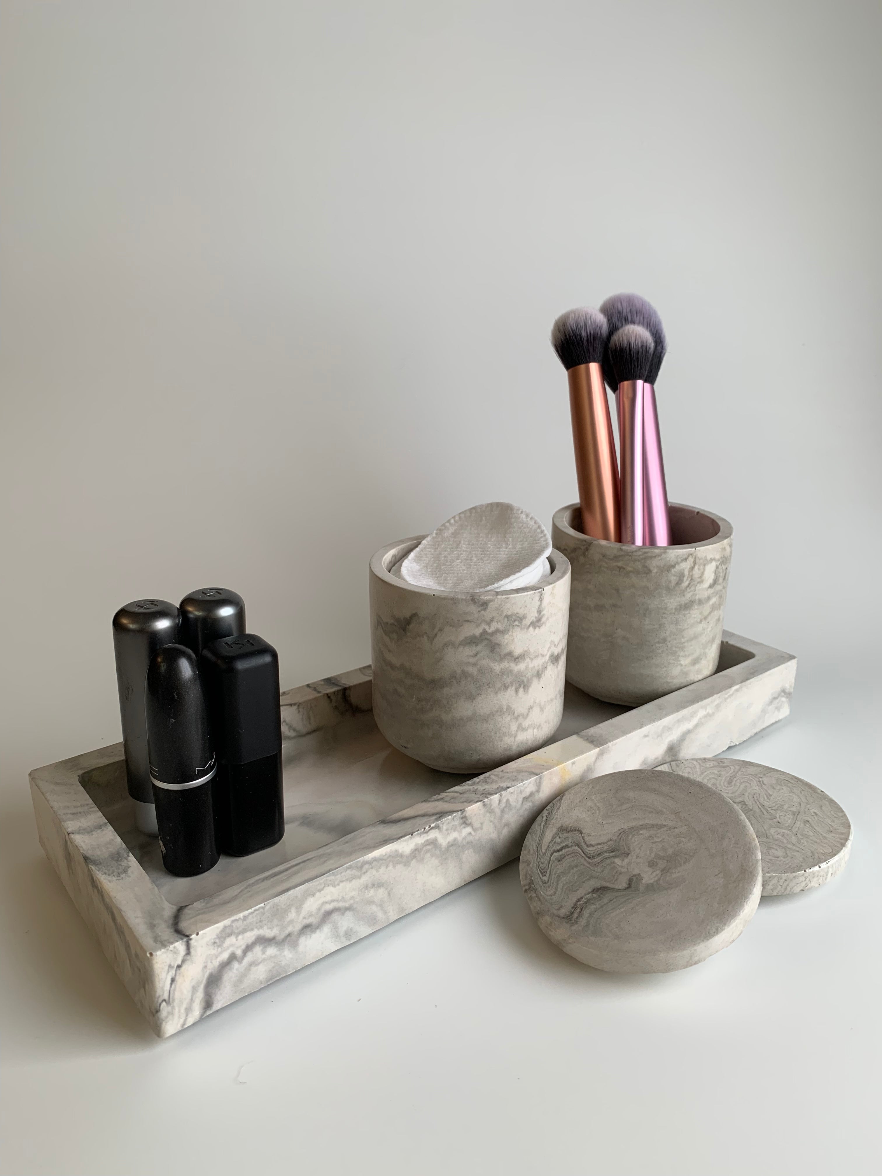 Marble vanity set | black, white, & hint of yellow