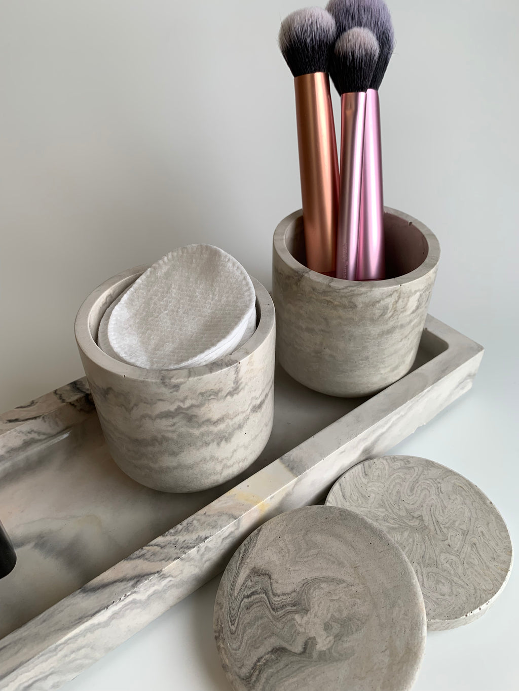 Marble vanity set | black, white, & hint of yellow