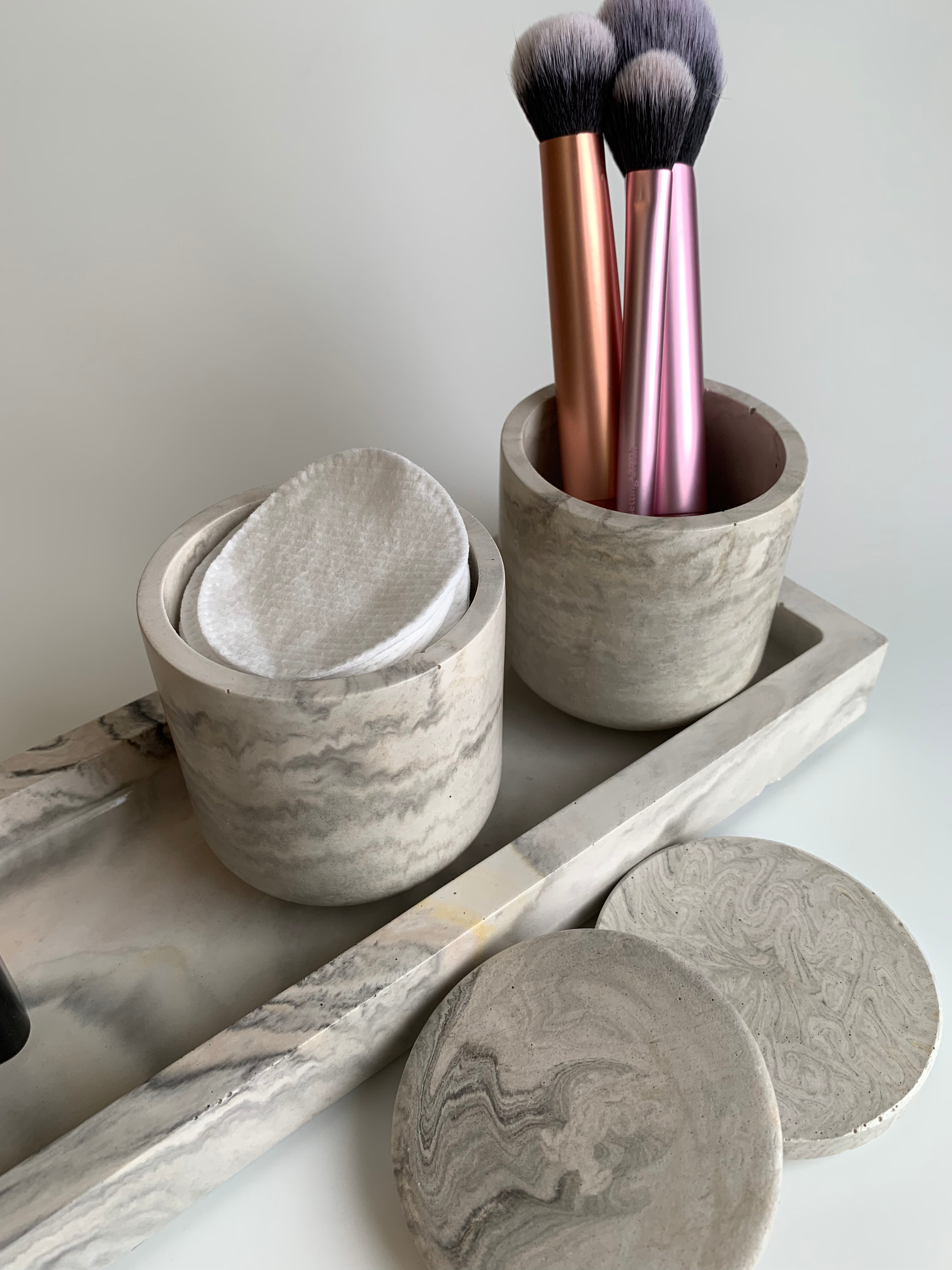 Marble vanity set | black, white, & hint of yellow