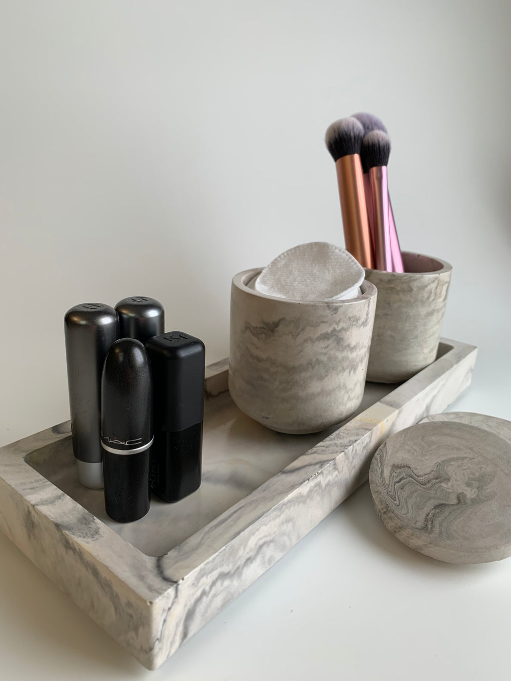 Marble vanity set | black, white, & hint of yellow