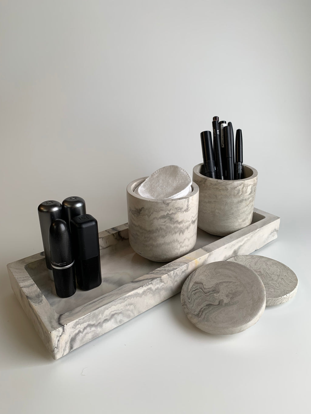 Marble vanity set | black, white, & hint of yellow