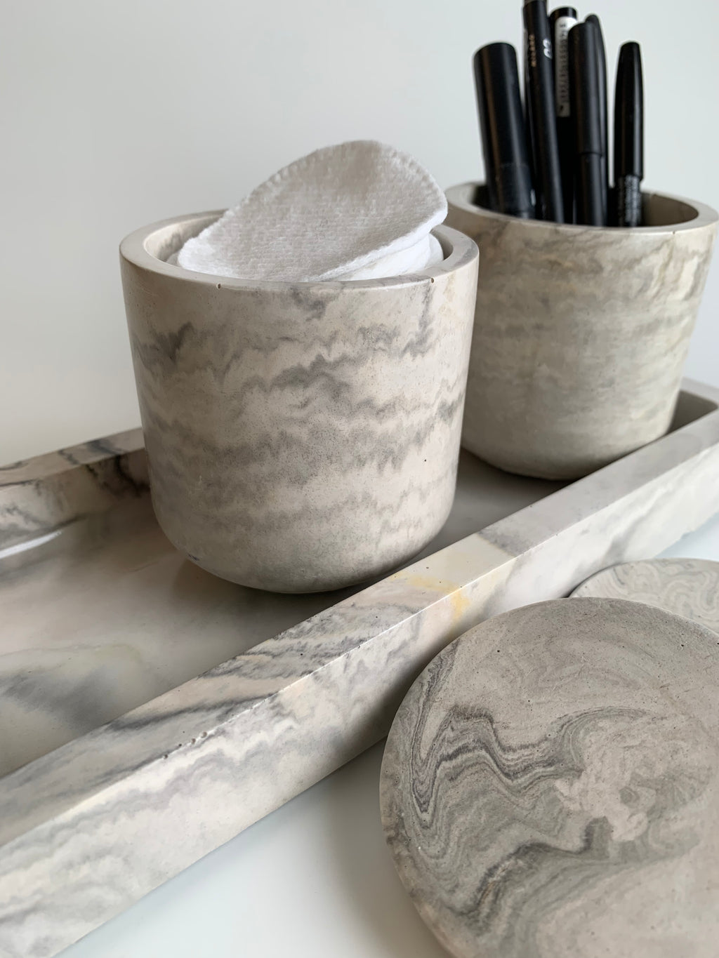 Marble vanity set | black, white, & hint of yellow