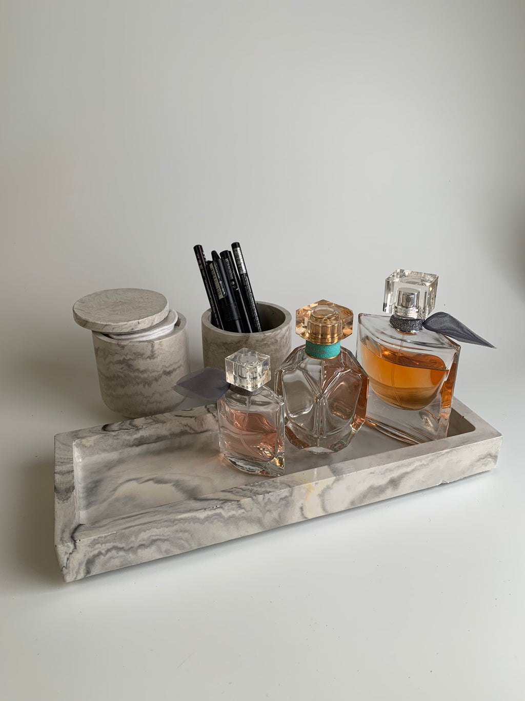 Marble vanity set | black, white, & hint of yellow