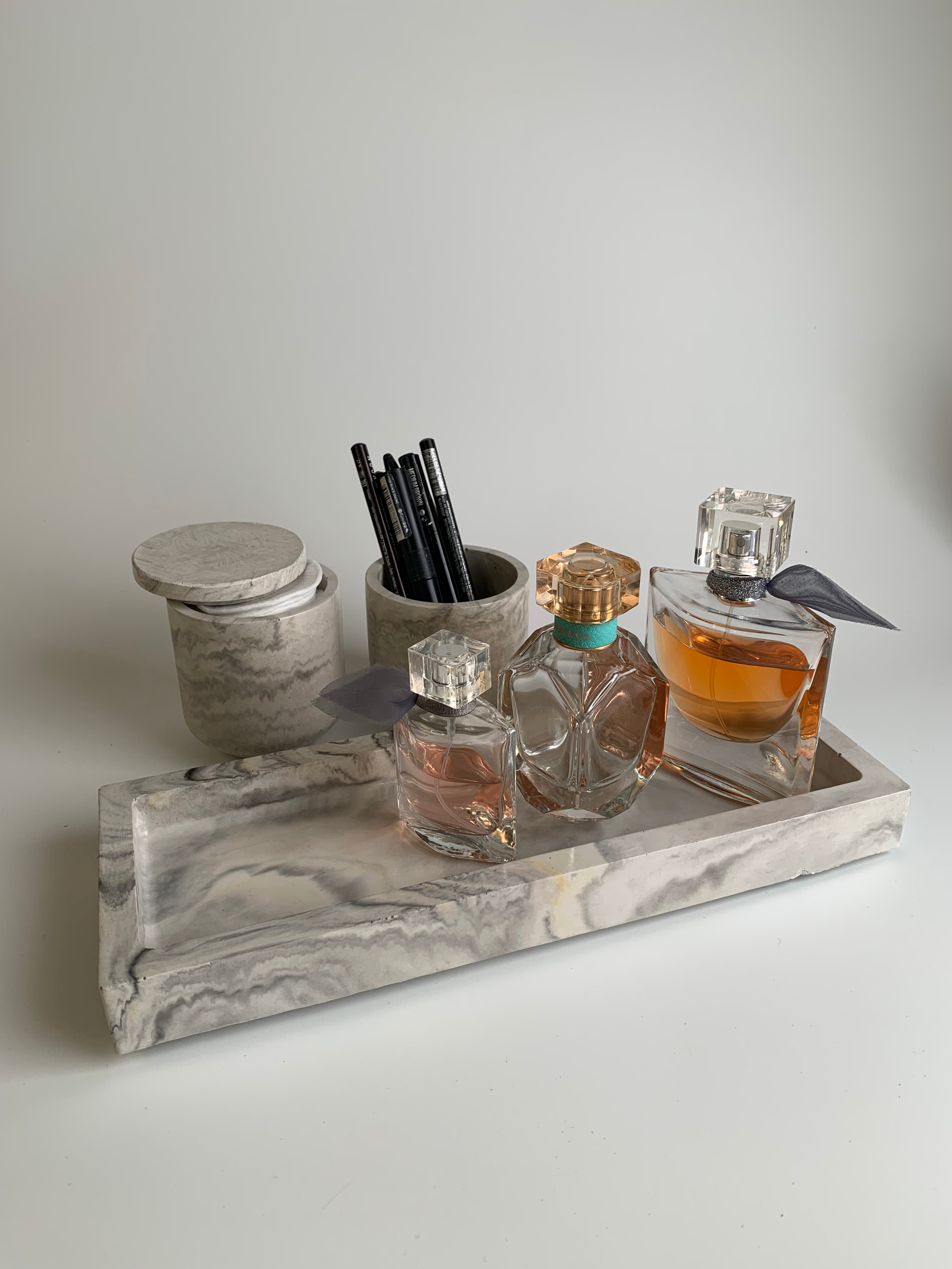 Marble vanity set | black, white, & hint of yellow