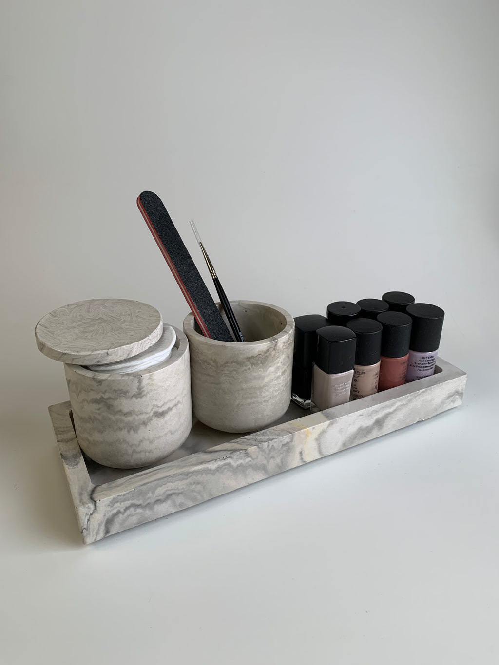 Marble vanity set | black, white, & hint of yellow