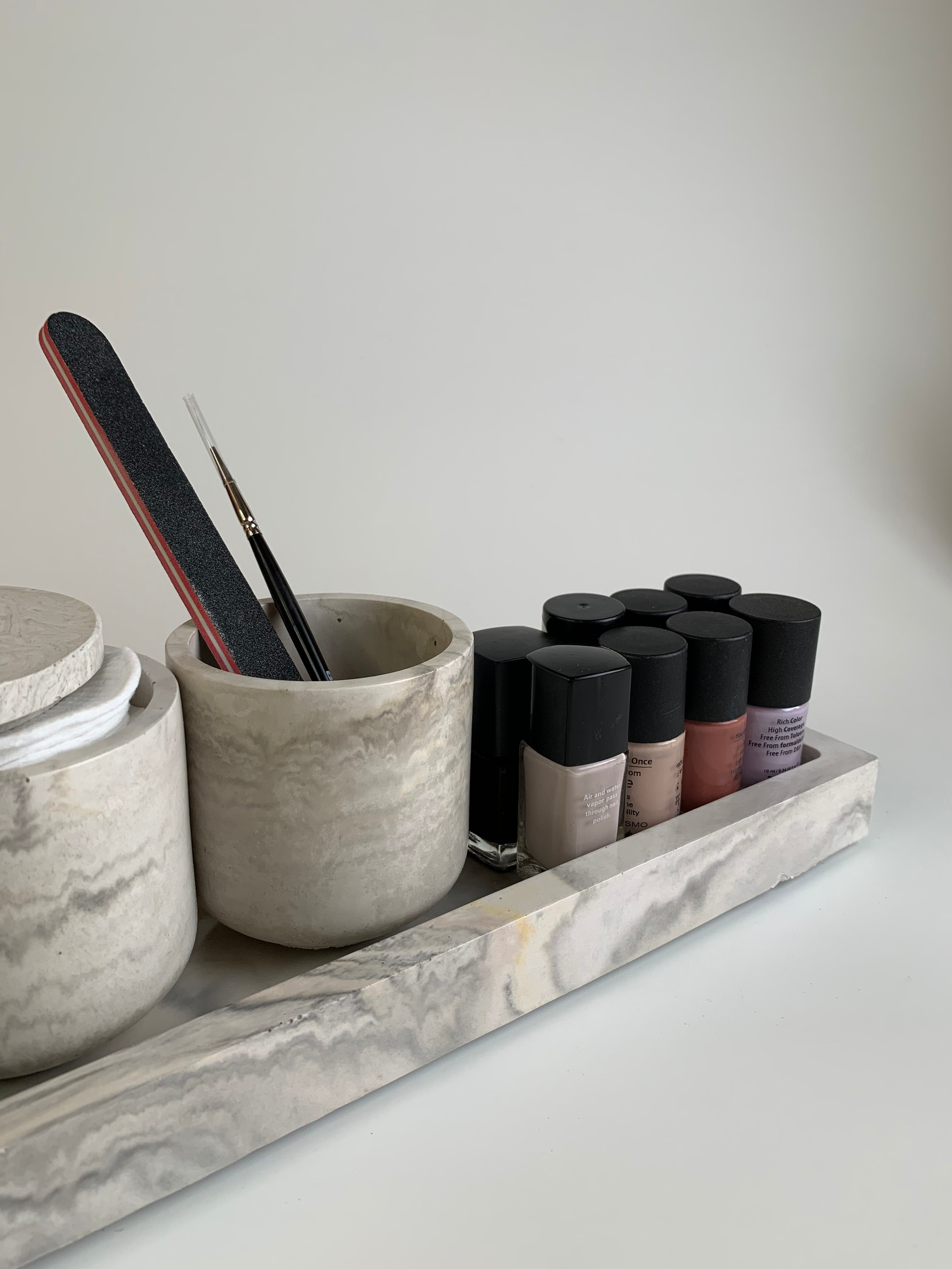 Marble vanity set | black, white, & hint of yellow