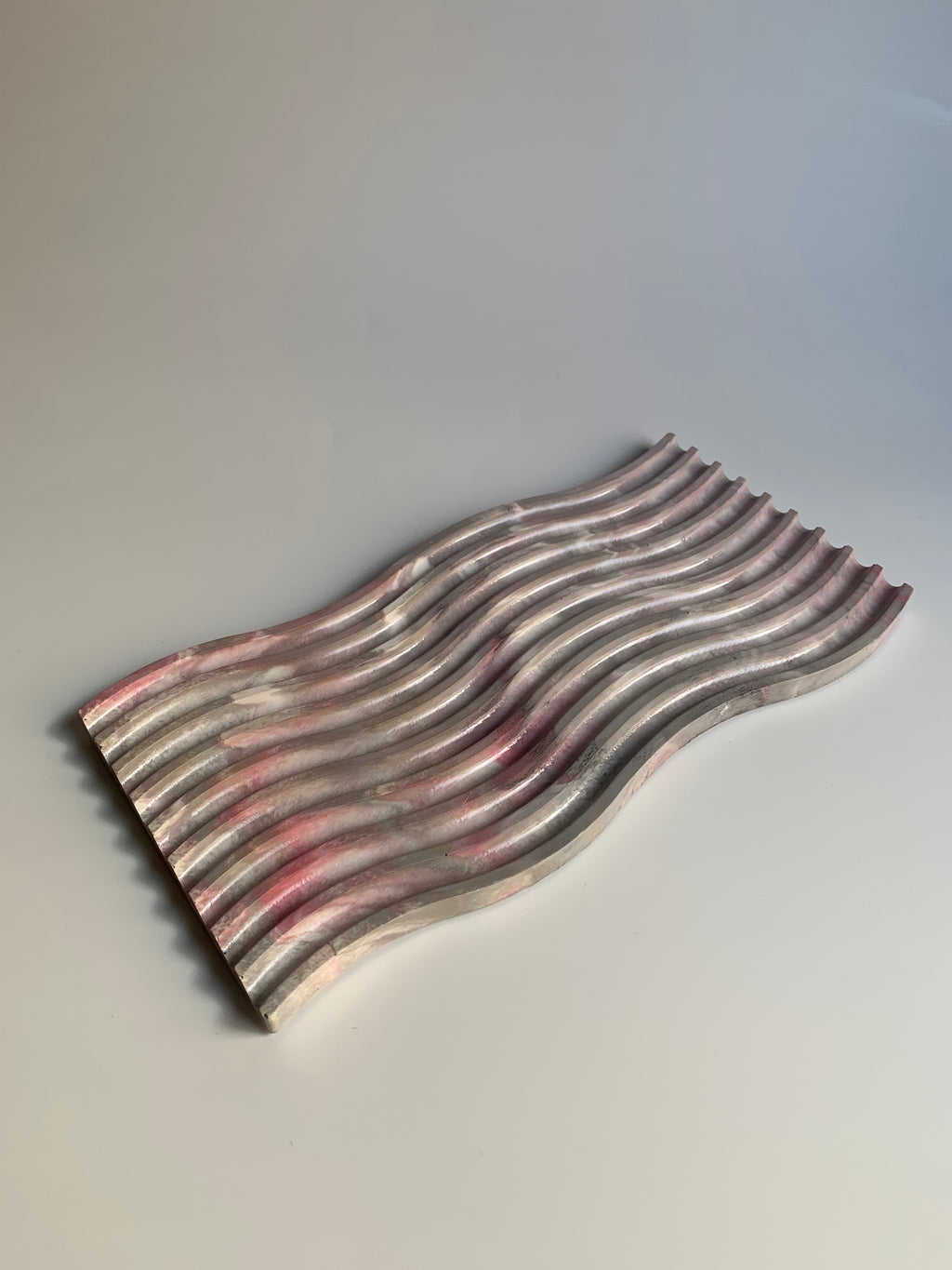 Wavy Tray | Pink & Grey Marble