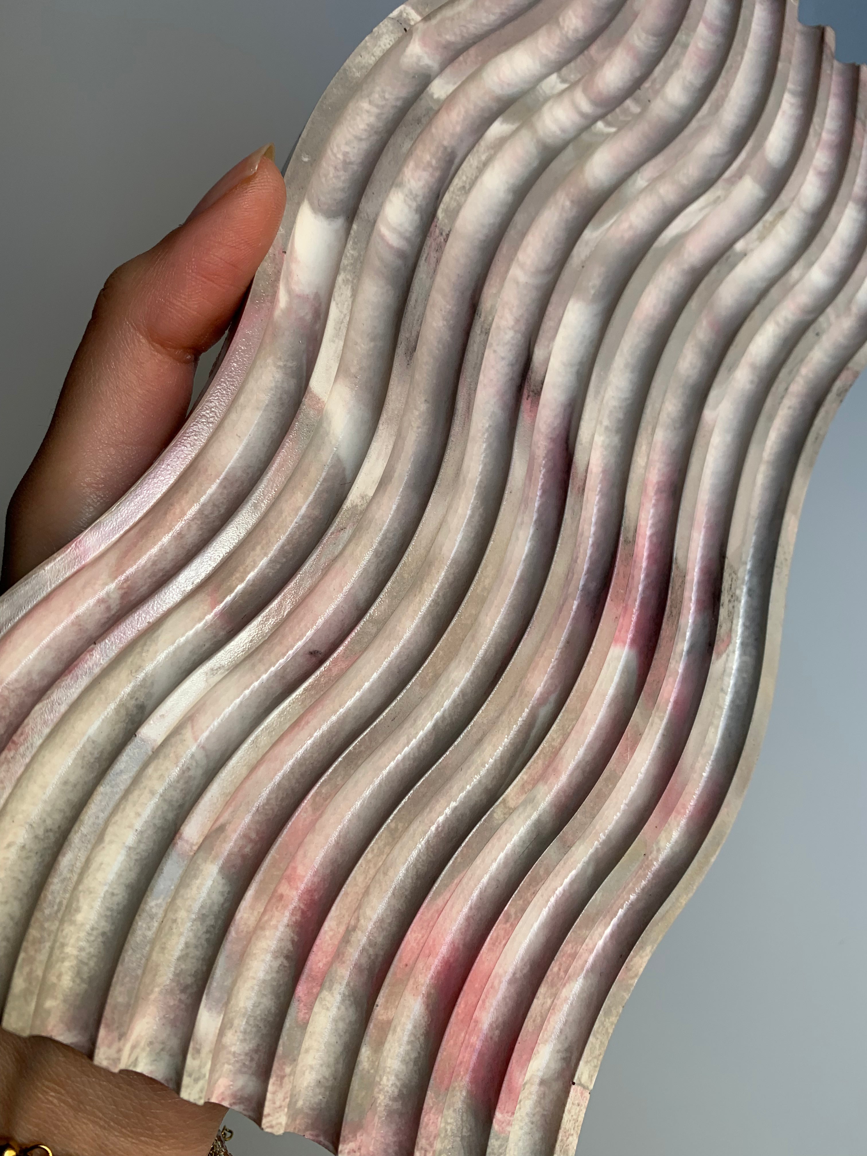 Wavy Tray | Pink & Grey Marble