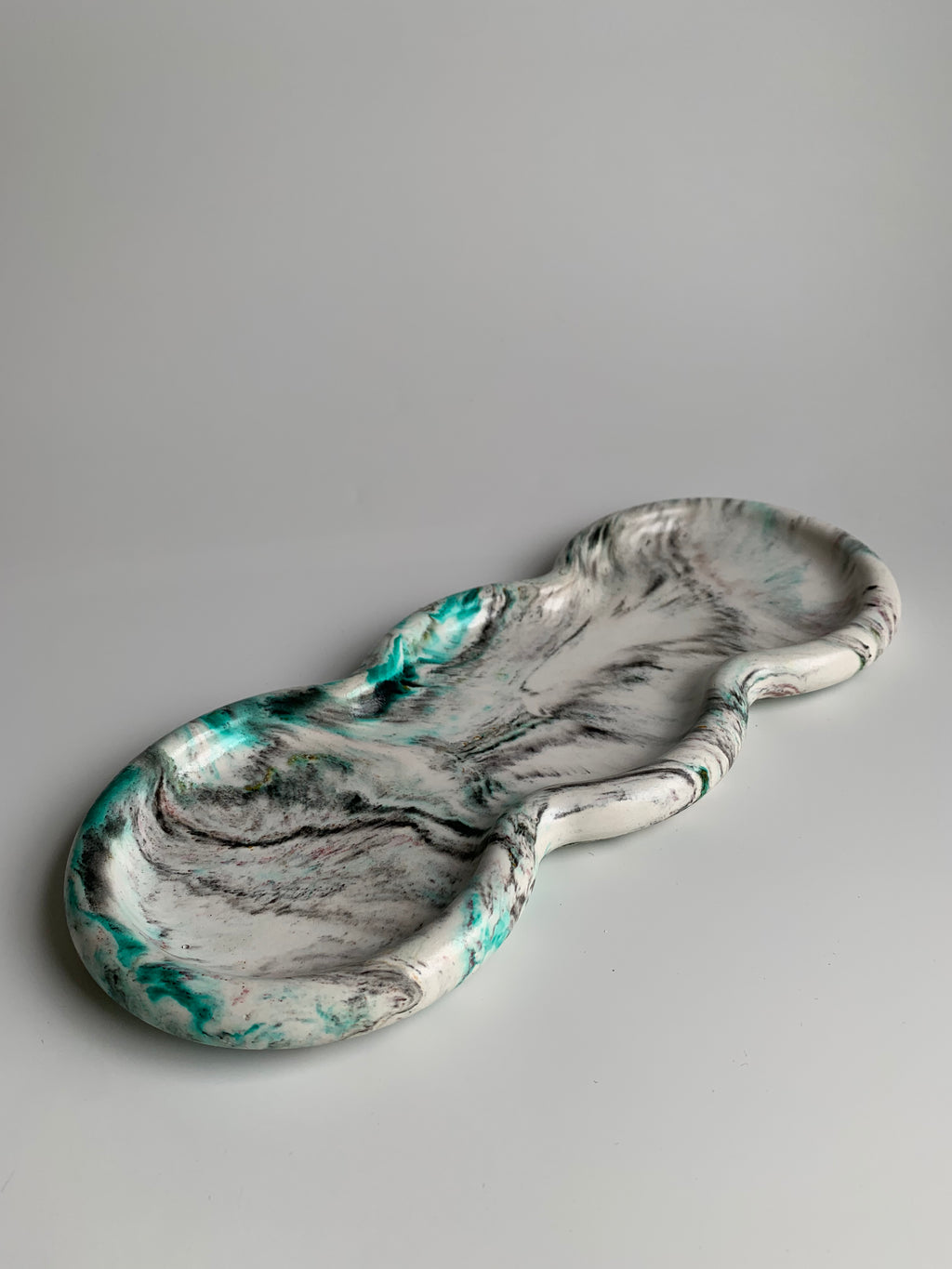 Triple Rings Tray | Teal Marble