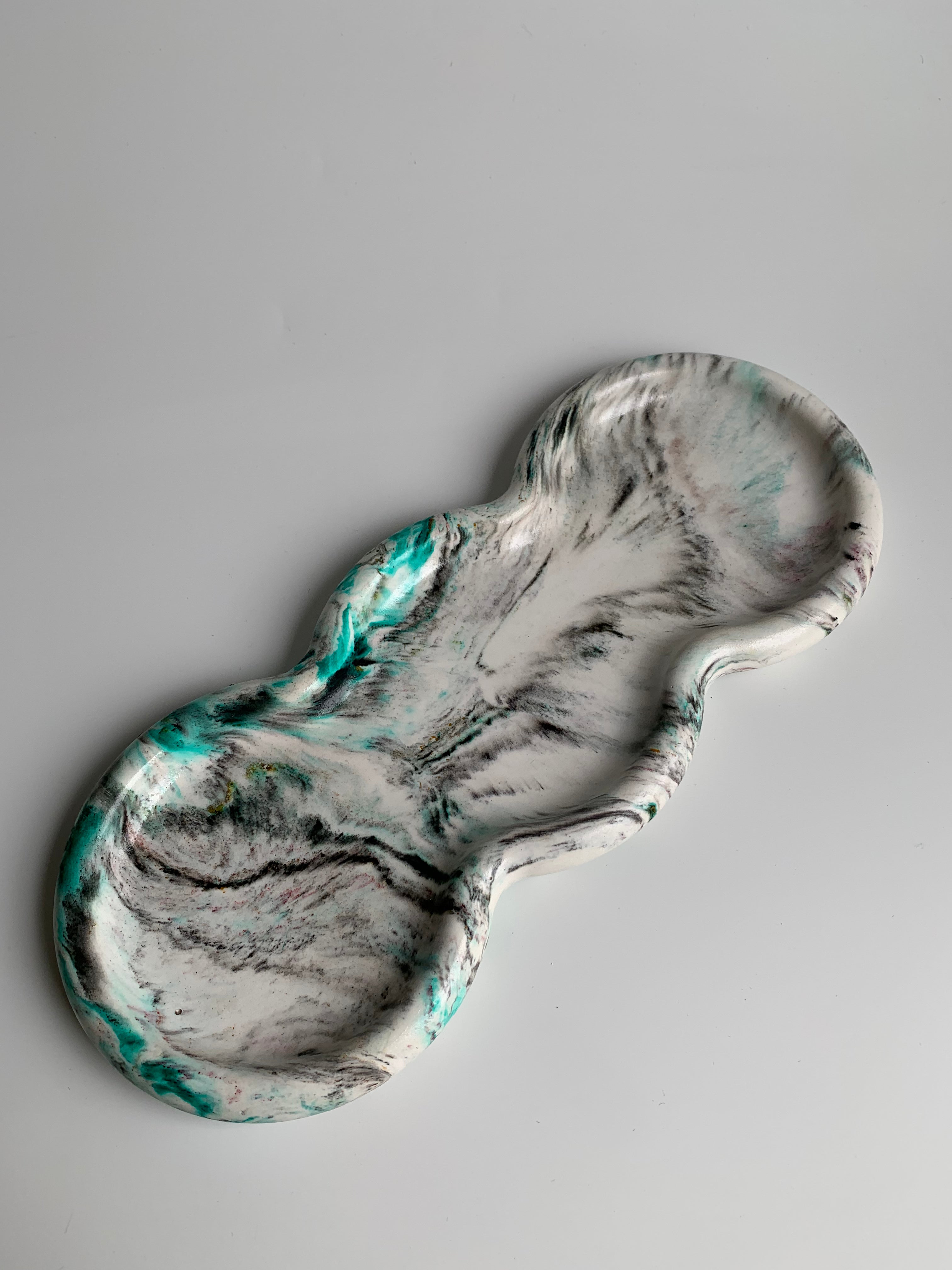 Triple Rings Tray | Teal Marble