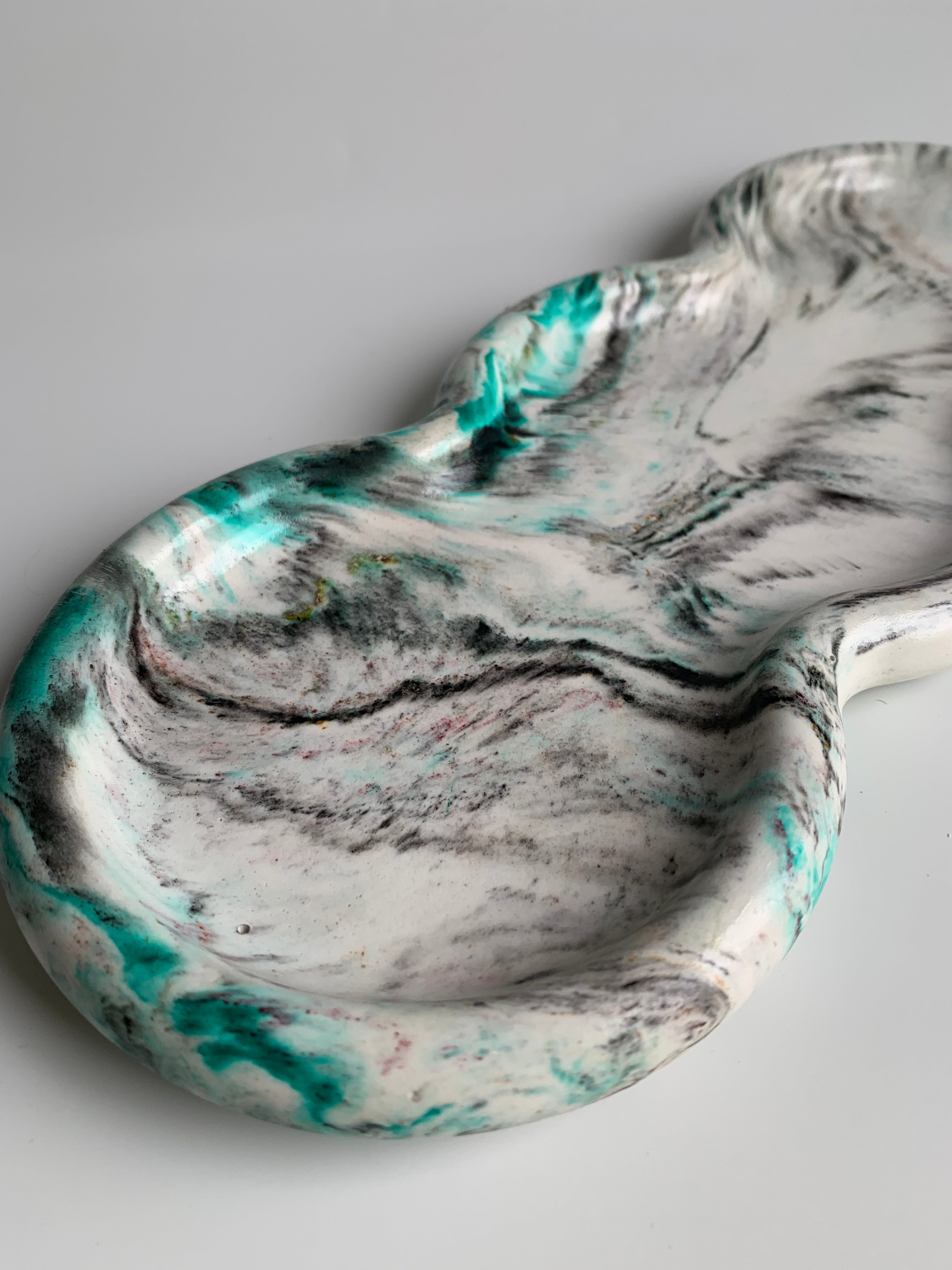 Triple Rings Tray | Teal Marble