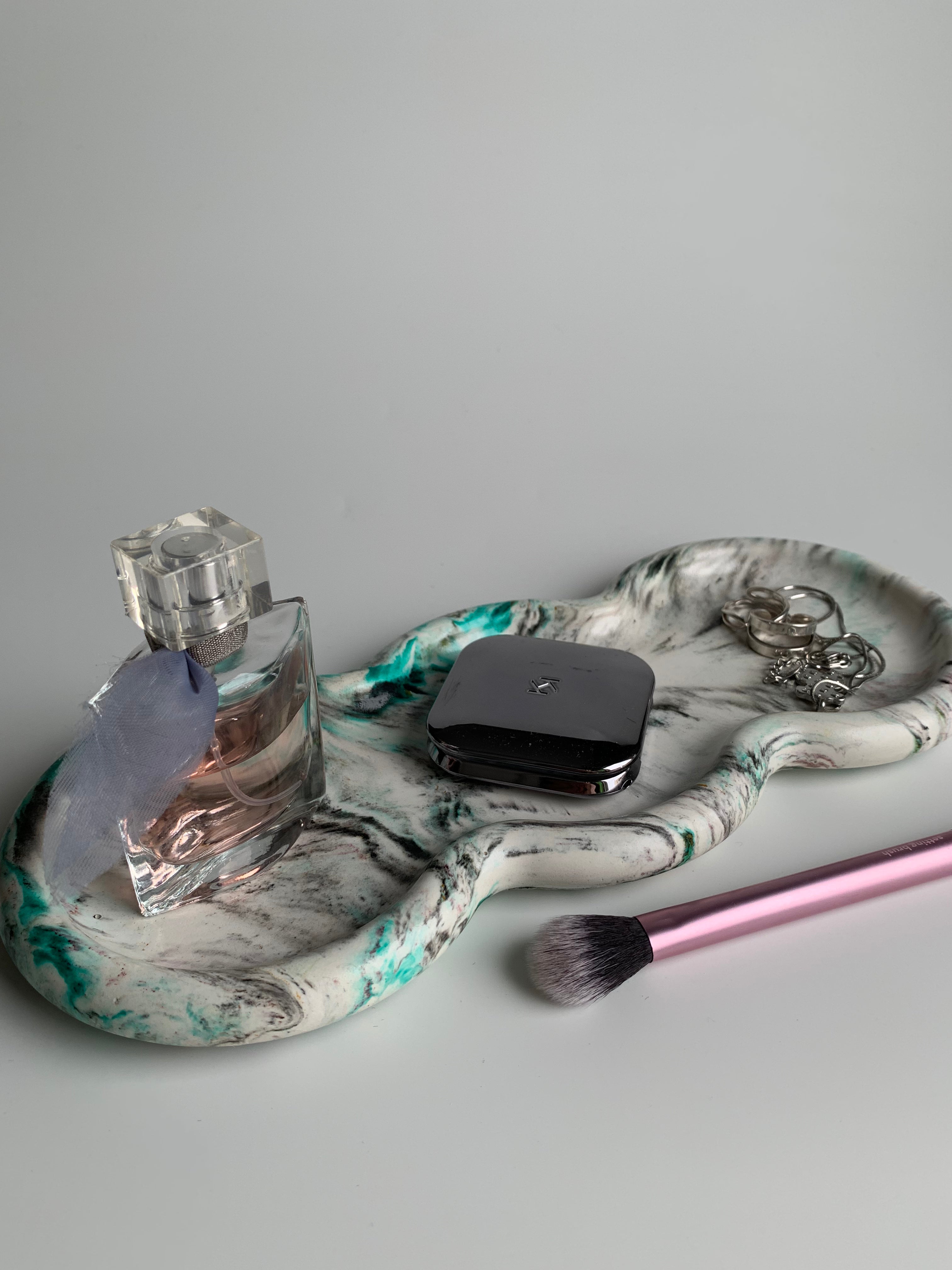 Triple Rings Tray | Teal Marble