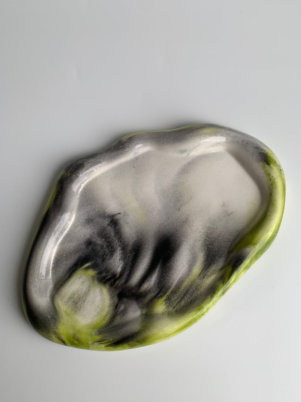 Organic shaped Tray | Lime Green & Black Marble
