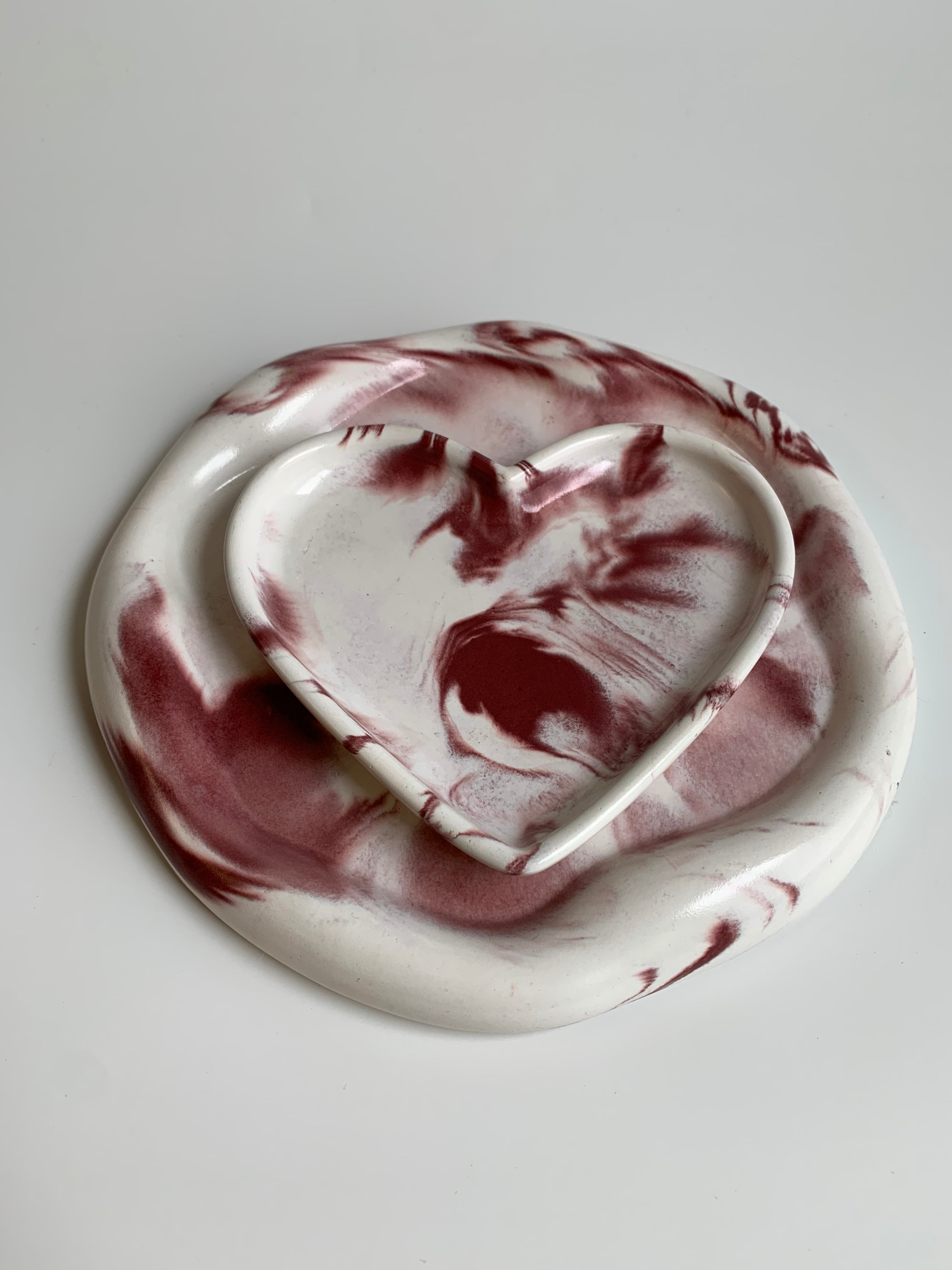 Two pieces set | Maroon Marble