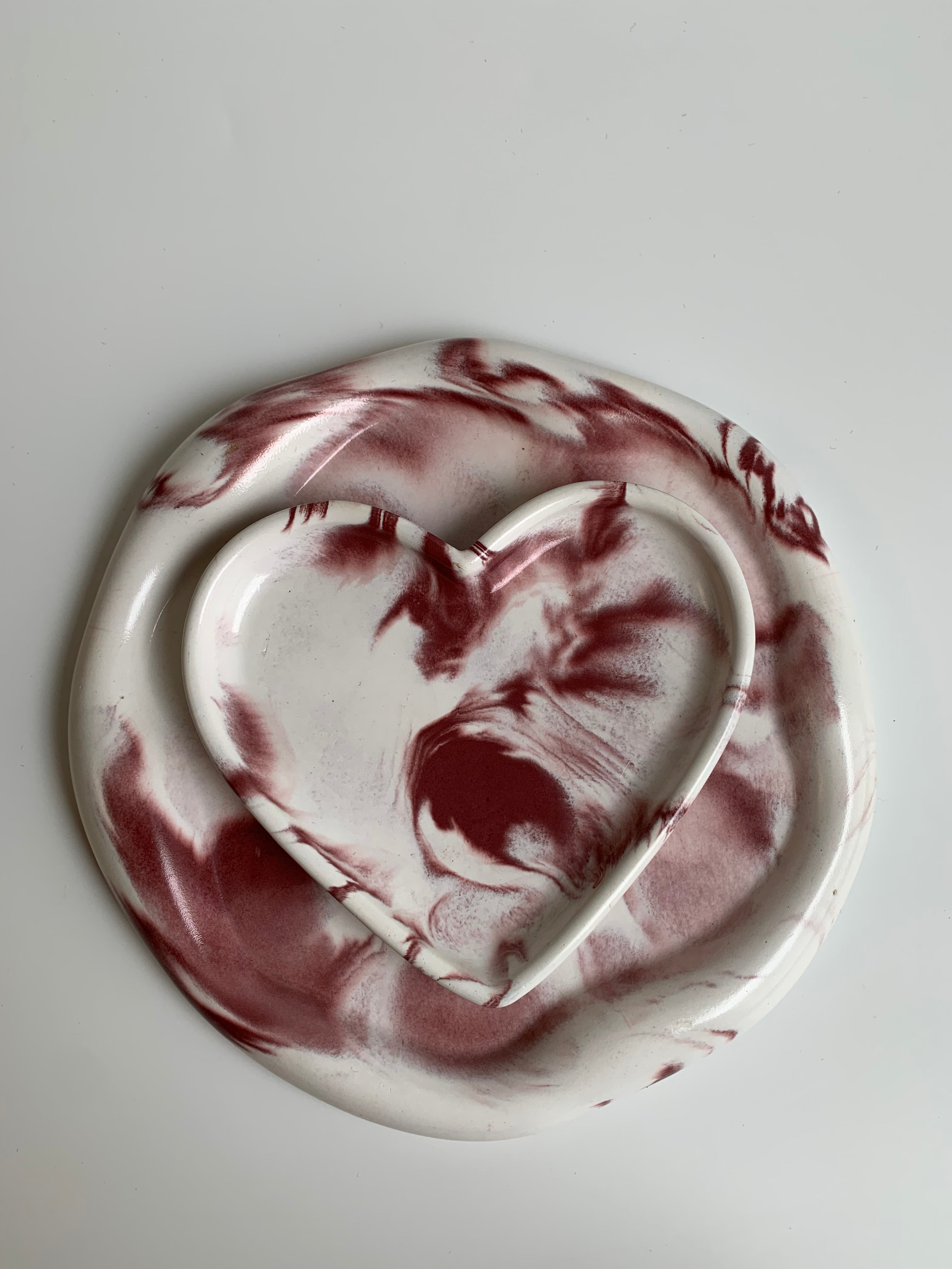 Two pieces set | Maroon Marble