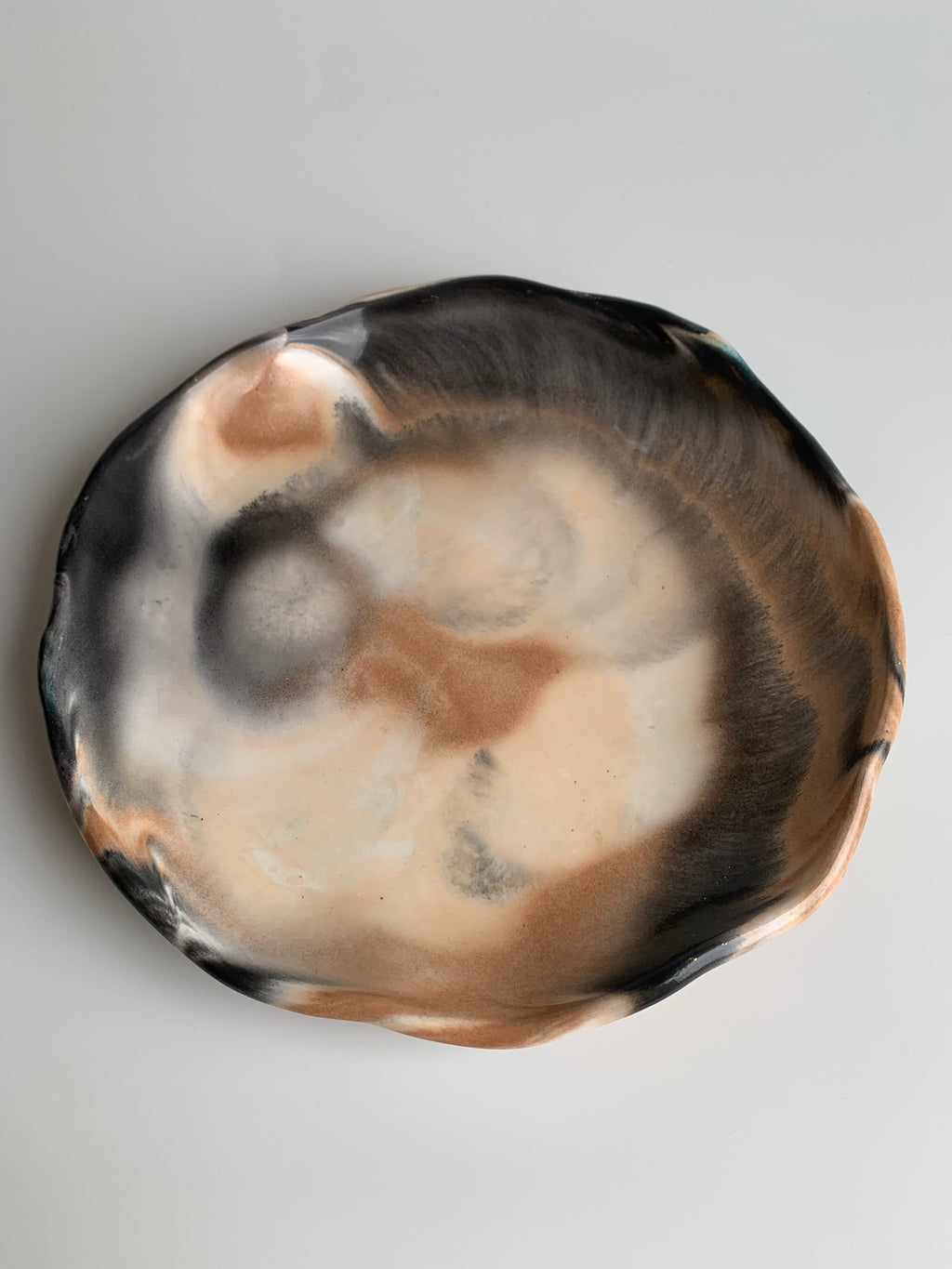 Round Trinket Dish | Black & Brown Marble