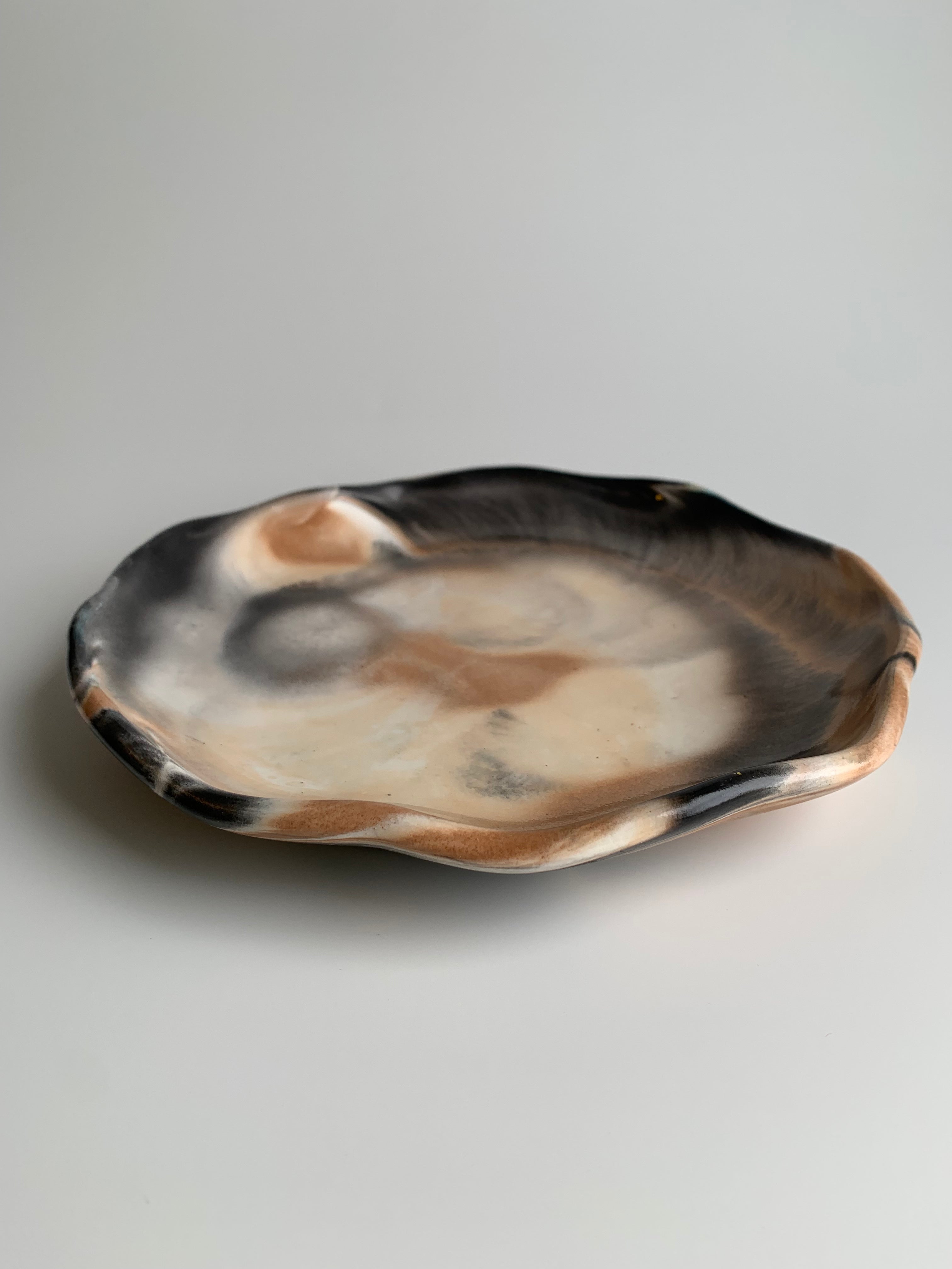 Round Trinket Dish | Black & Brown Marble