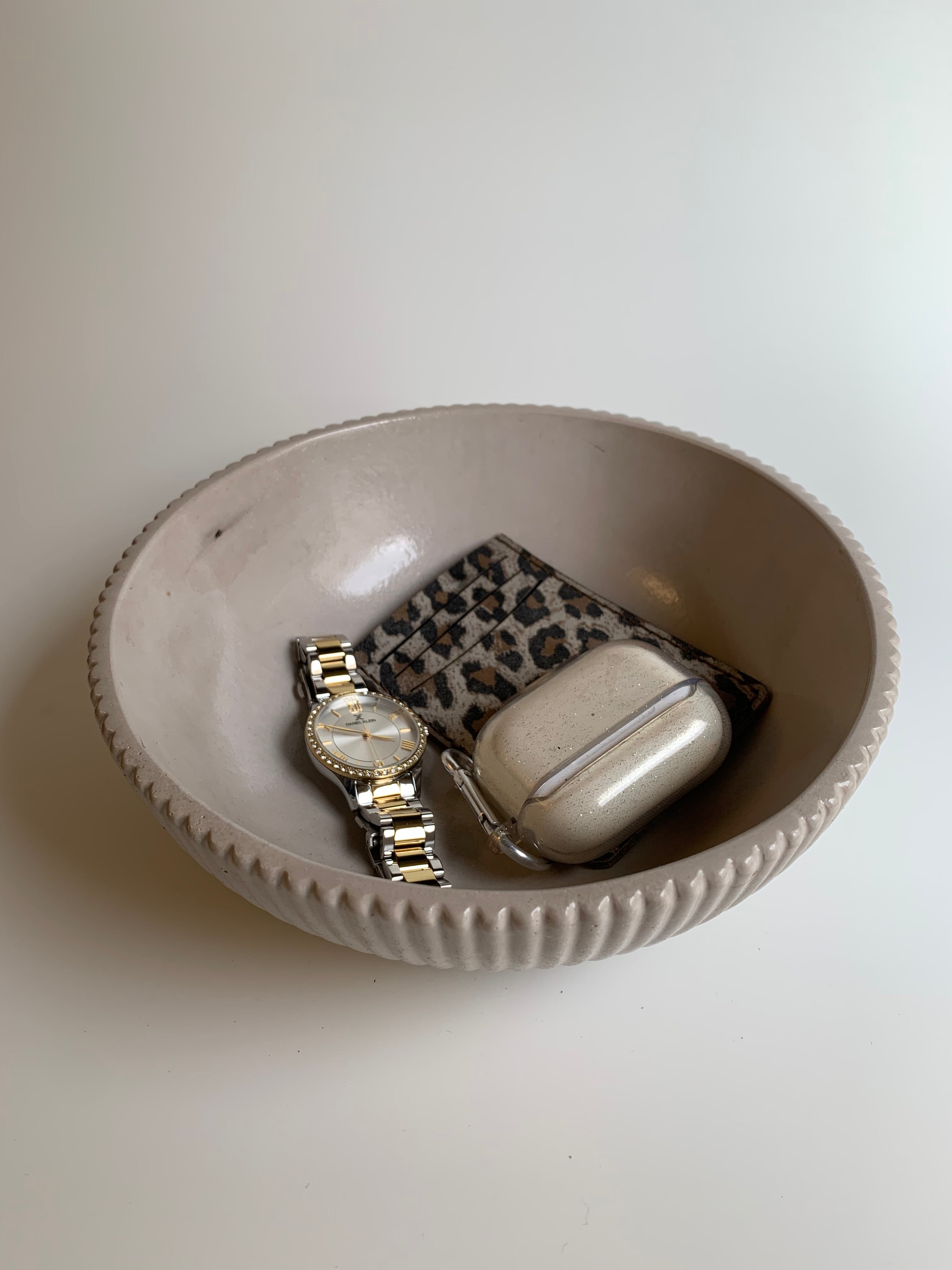 Warm grey fluted Bowl