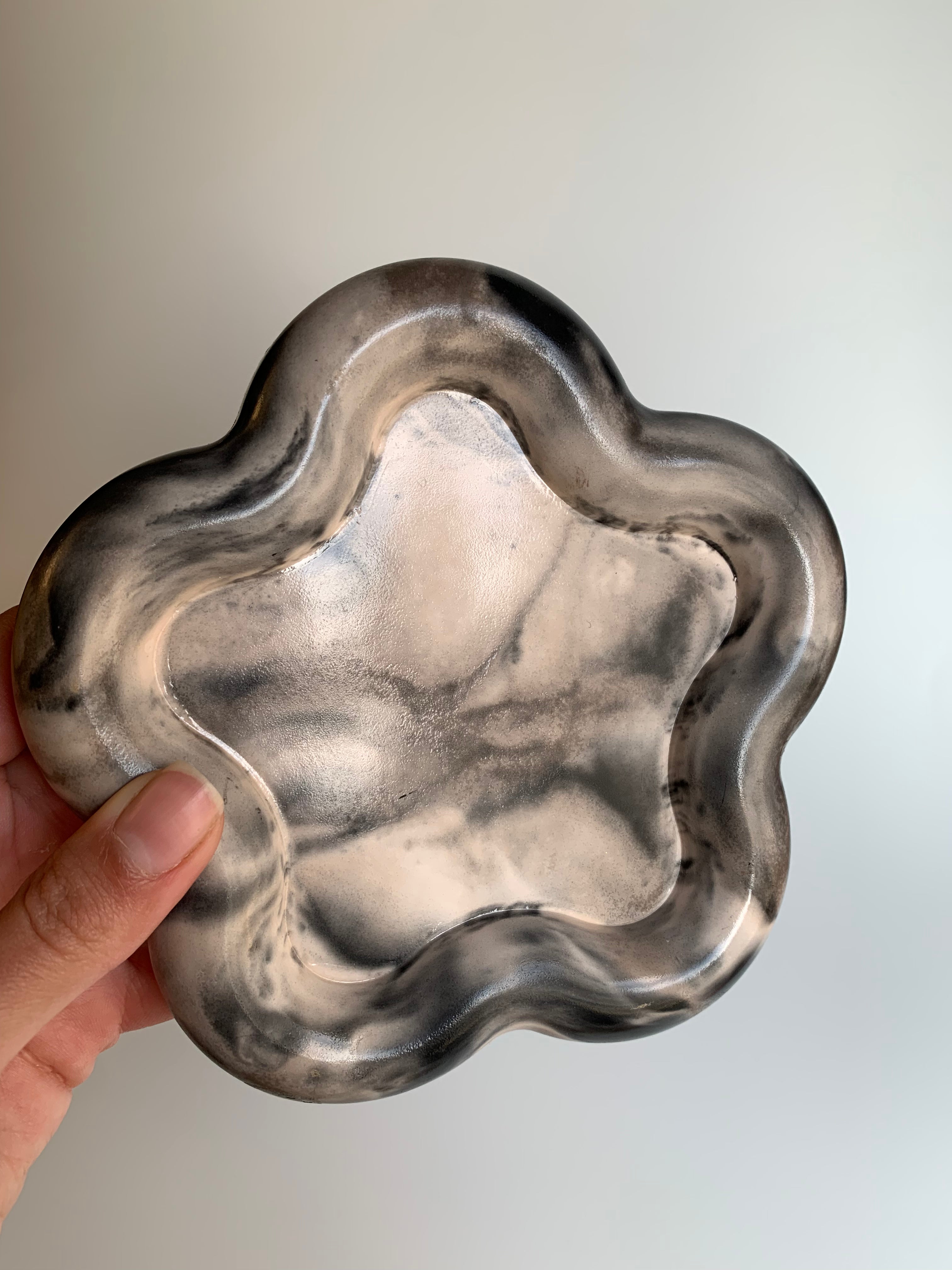 Beige & black trinket dish