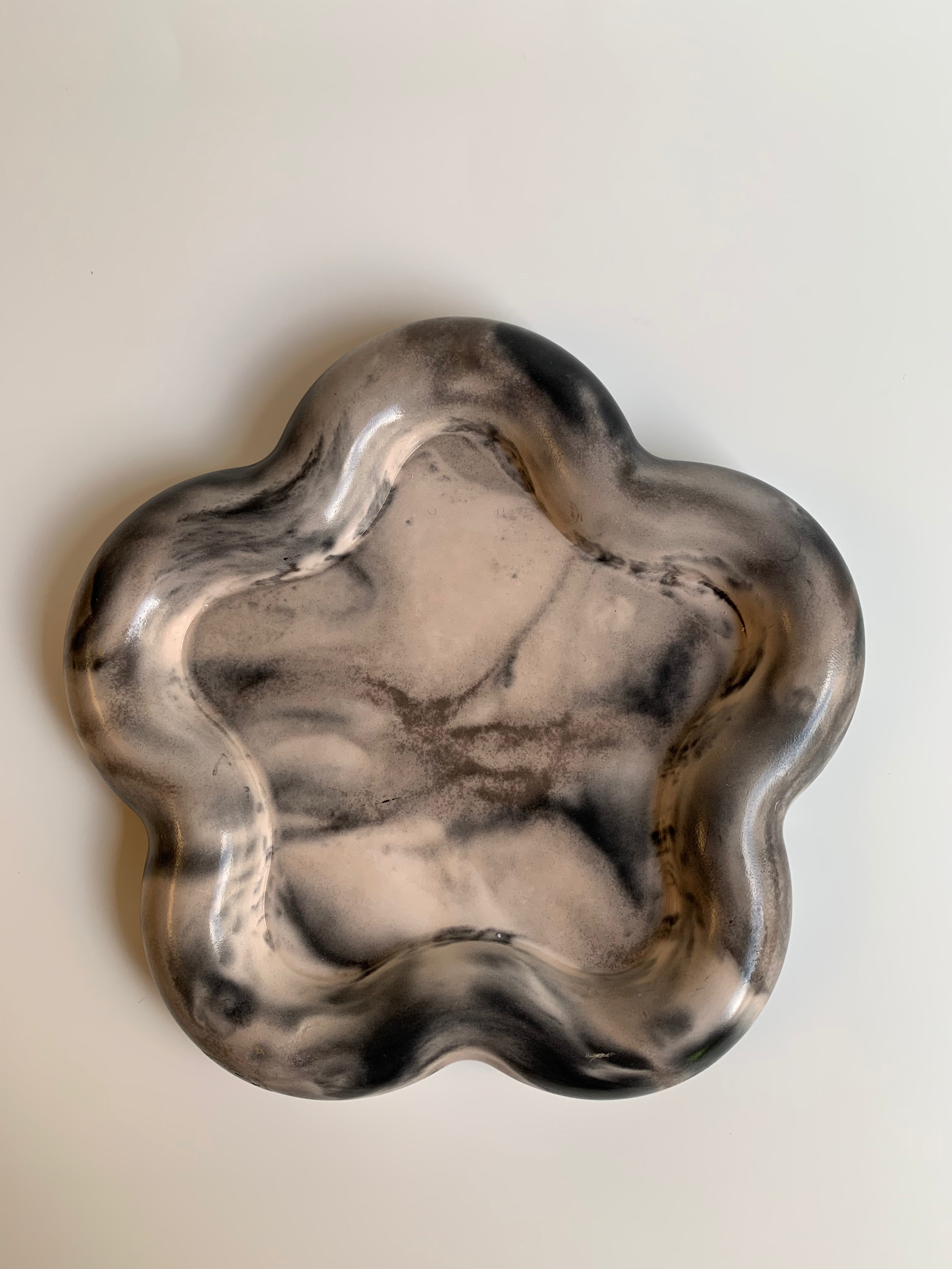 Beige & black trinket dish