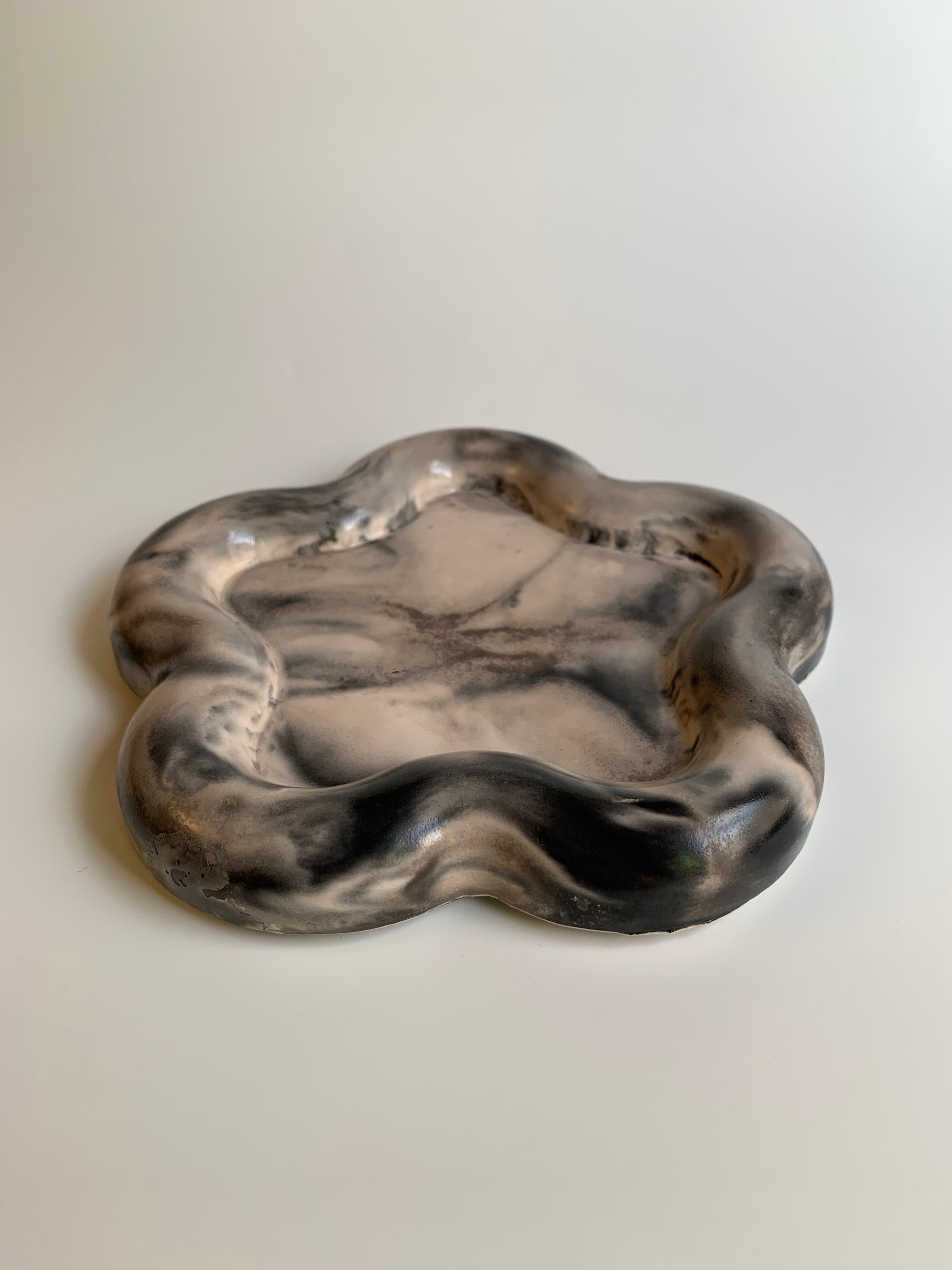 Beige & black trinket dish