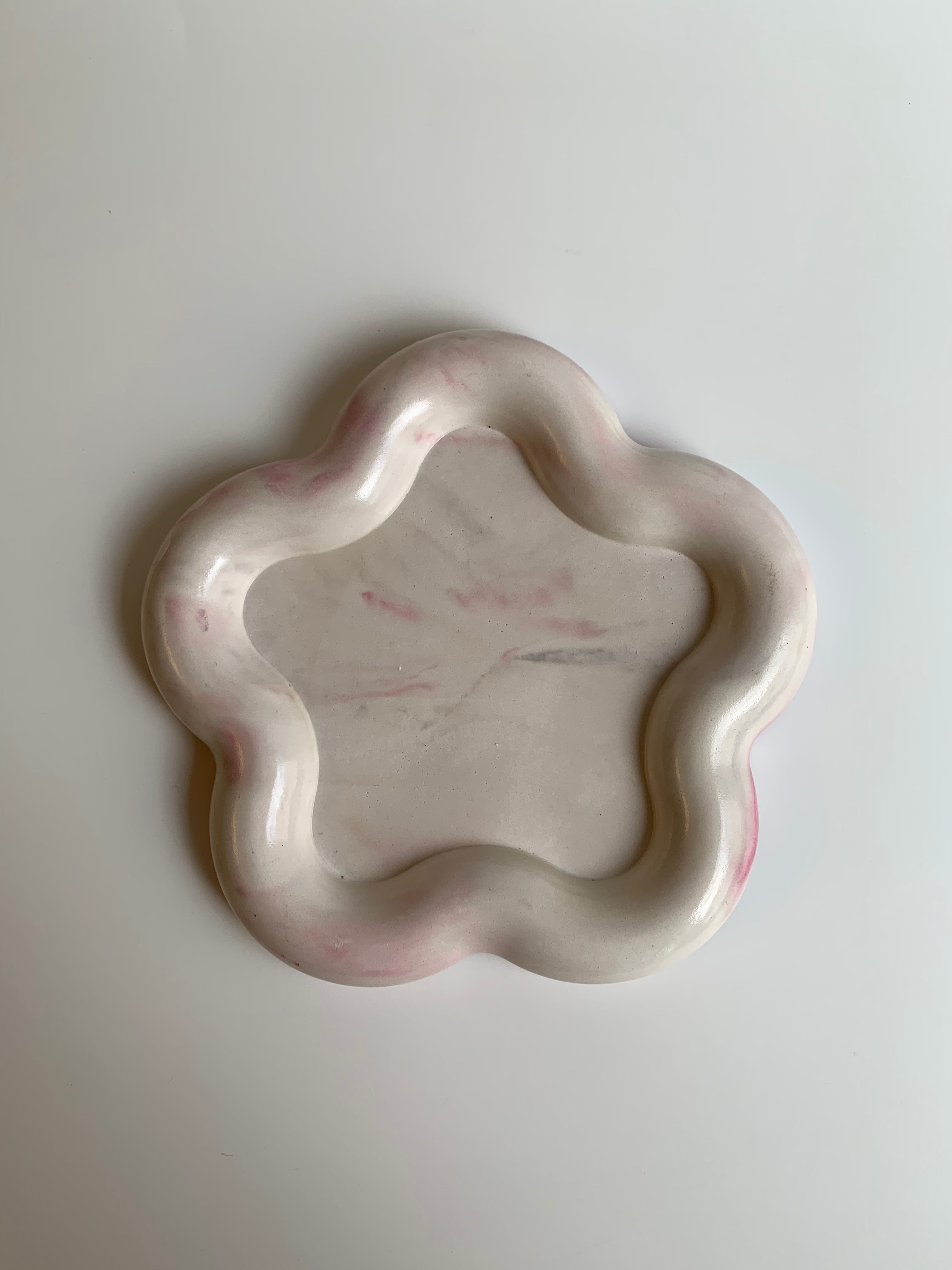 Warm pink marble trinket dish