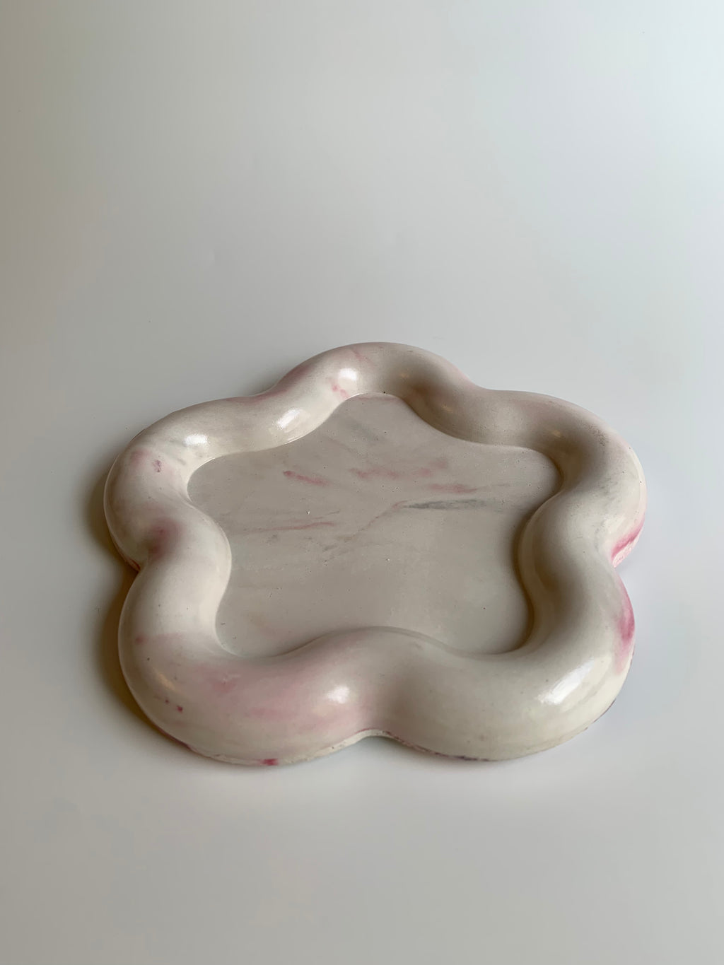 Warm pink marble trinket dish