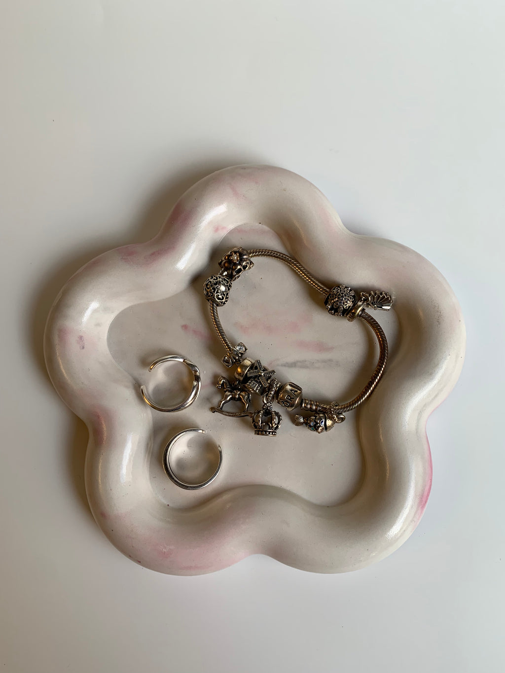 Warm pink marble trinket dish