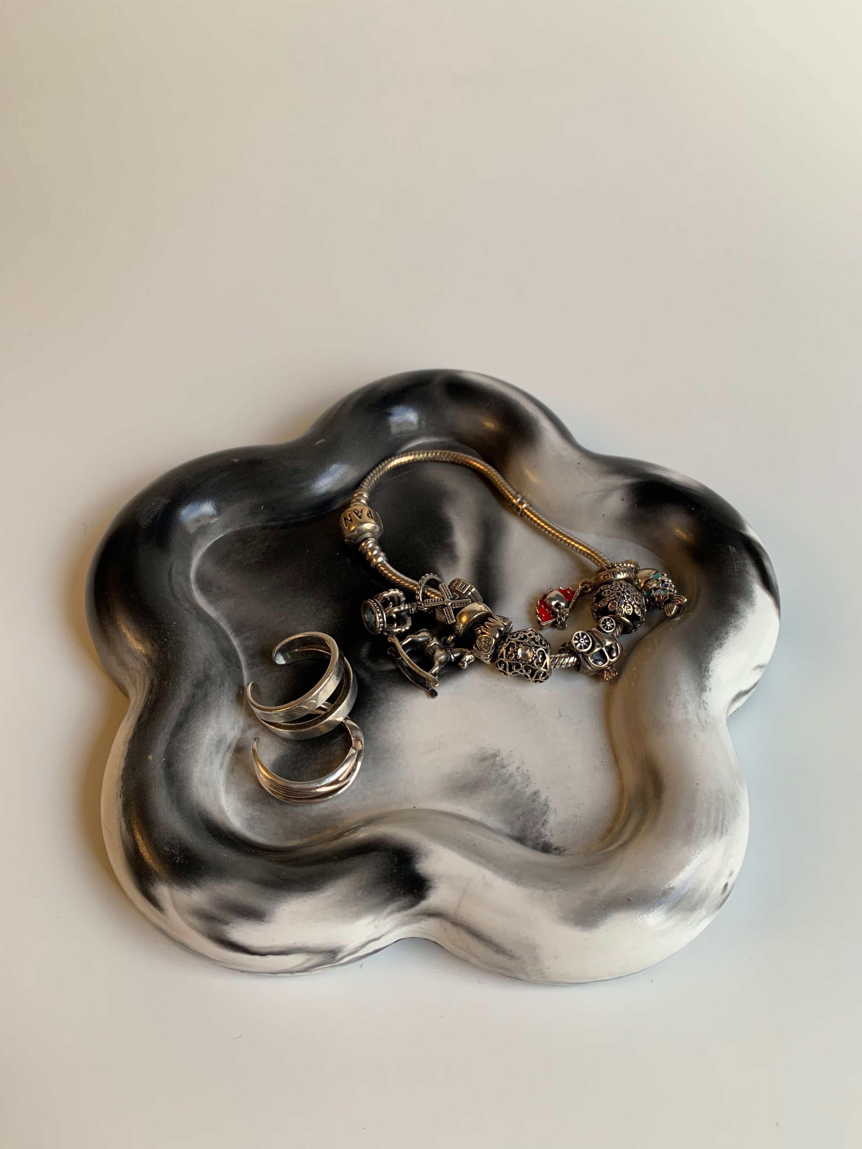 Black & White marble trinket dish