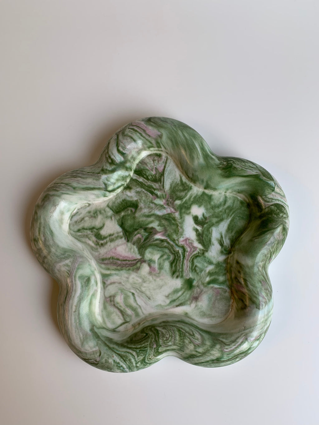 Green & pink marble trinket dish