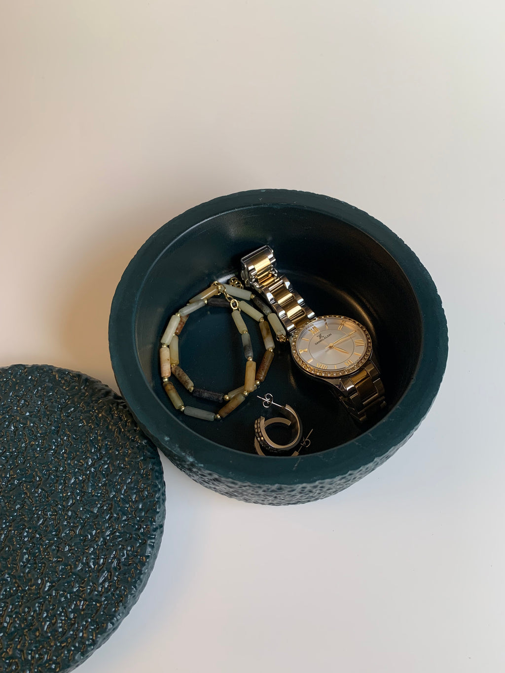 Cotton pads wide Jar | Dark turquoise