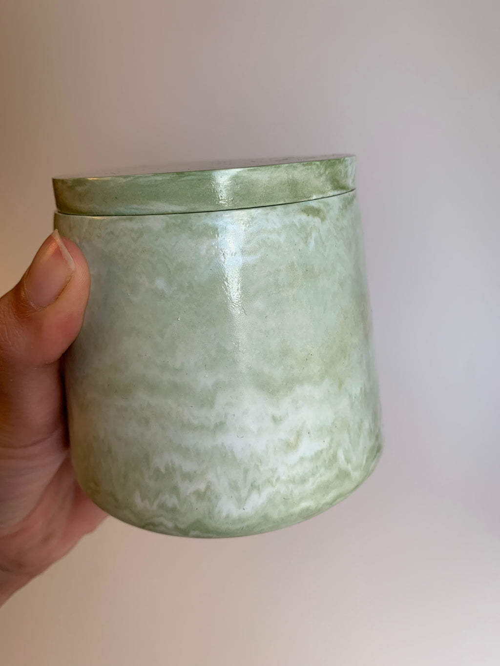 Cotton pads Jar | Soft green marble