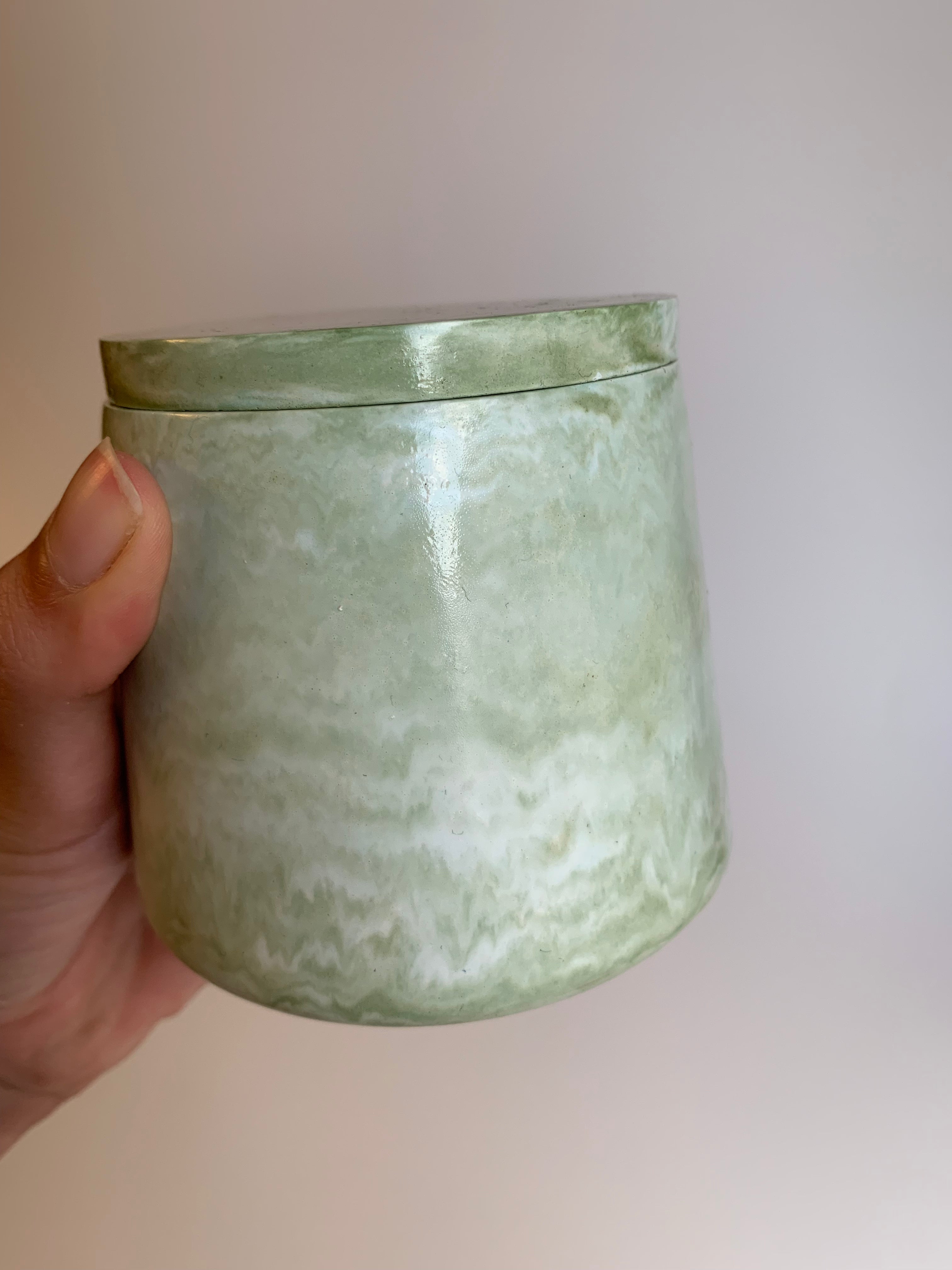 Cotton pads Jar | Soft green marble