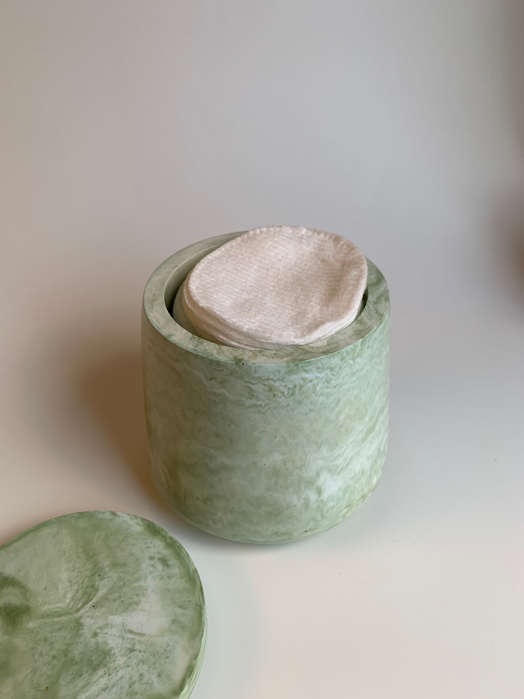 Cotton pads Jar | Soft green marble