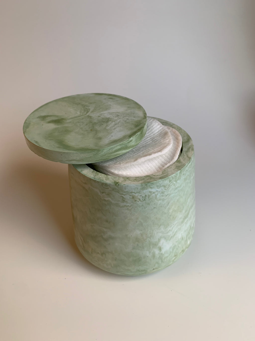 Cotton pads Jar | Soft green marble