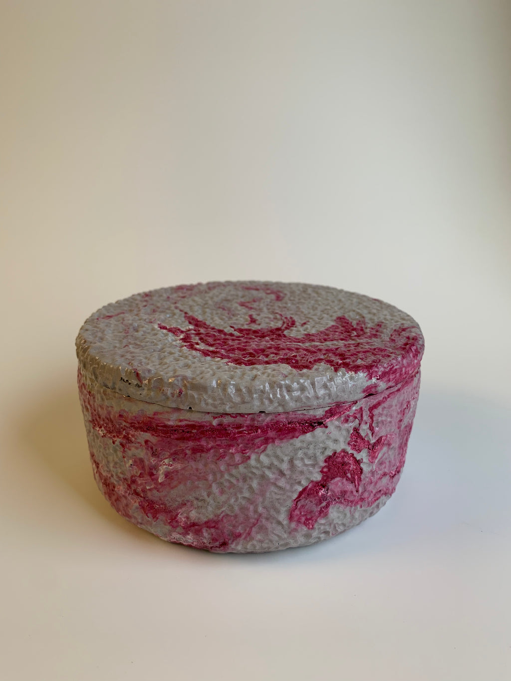 Cotton pads wide Jar | Grey & pink marble