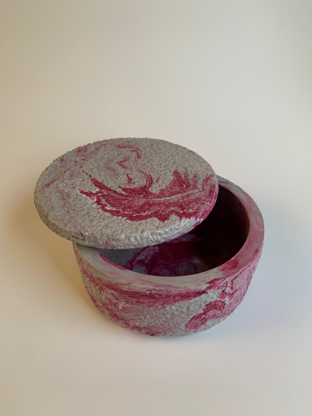 Cotton pads wide Jar | Grey & pink marble