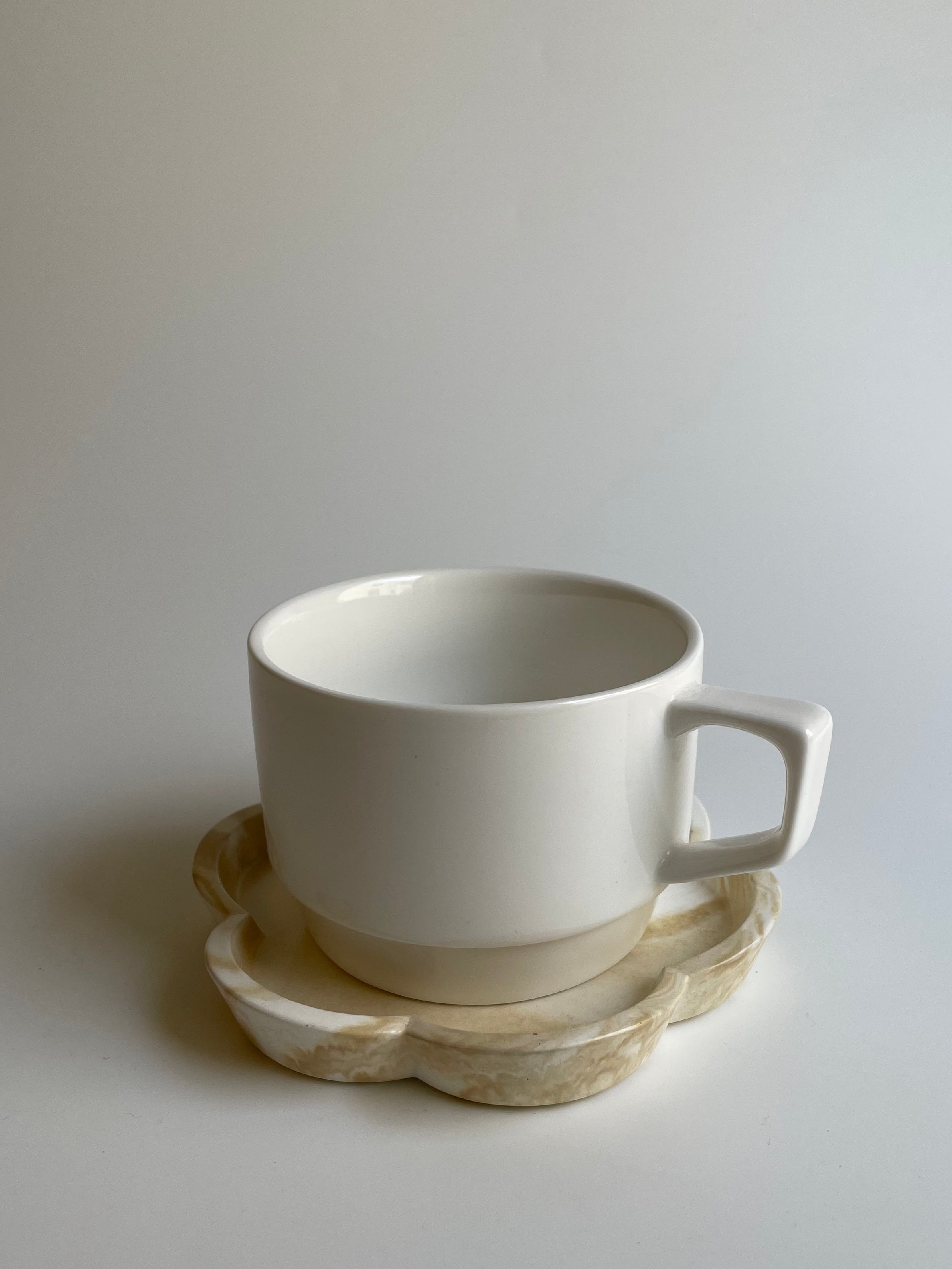 Cup Coaster | Camel & white marble color