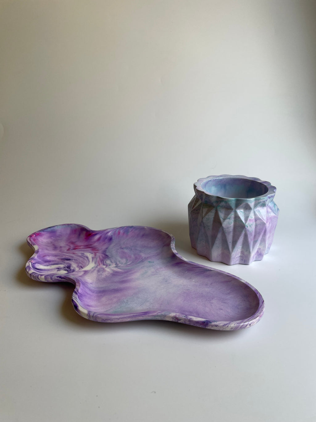 Vanity set | Purple & green marbled