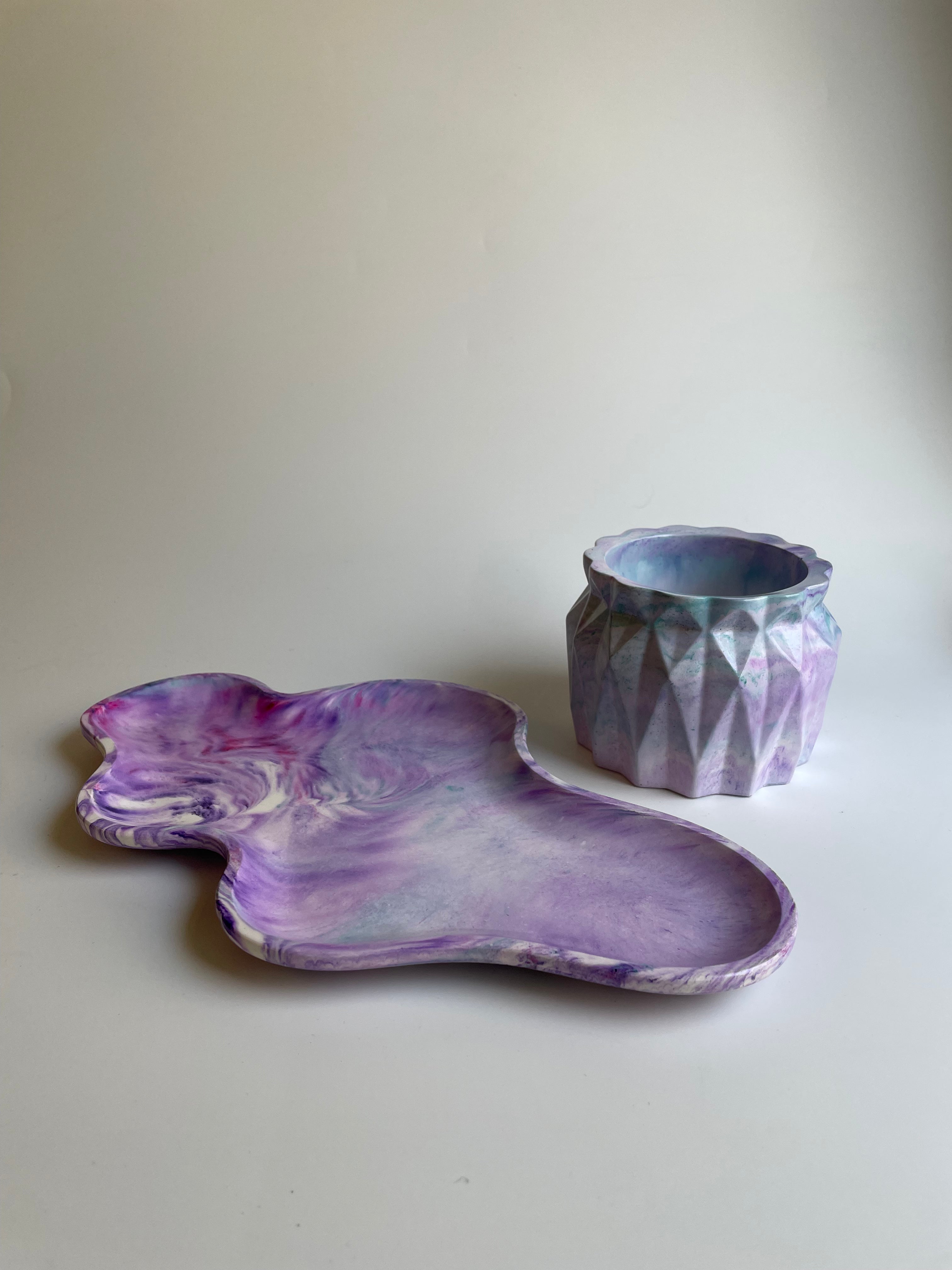 Vanity set | Purple & green marbled