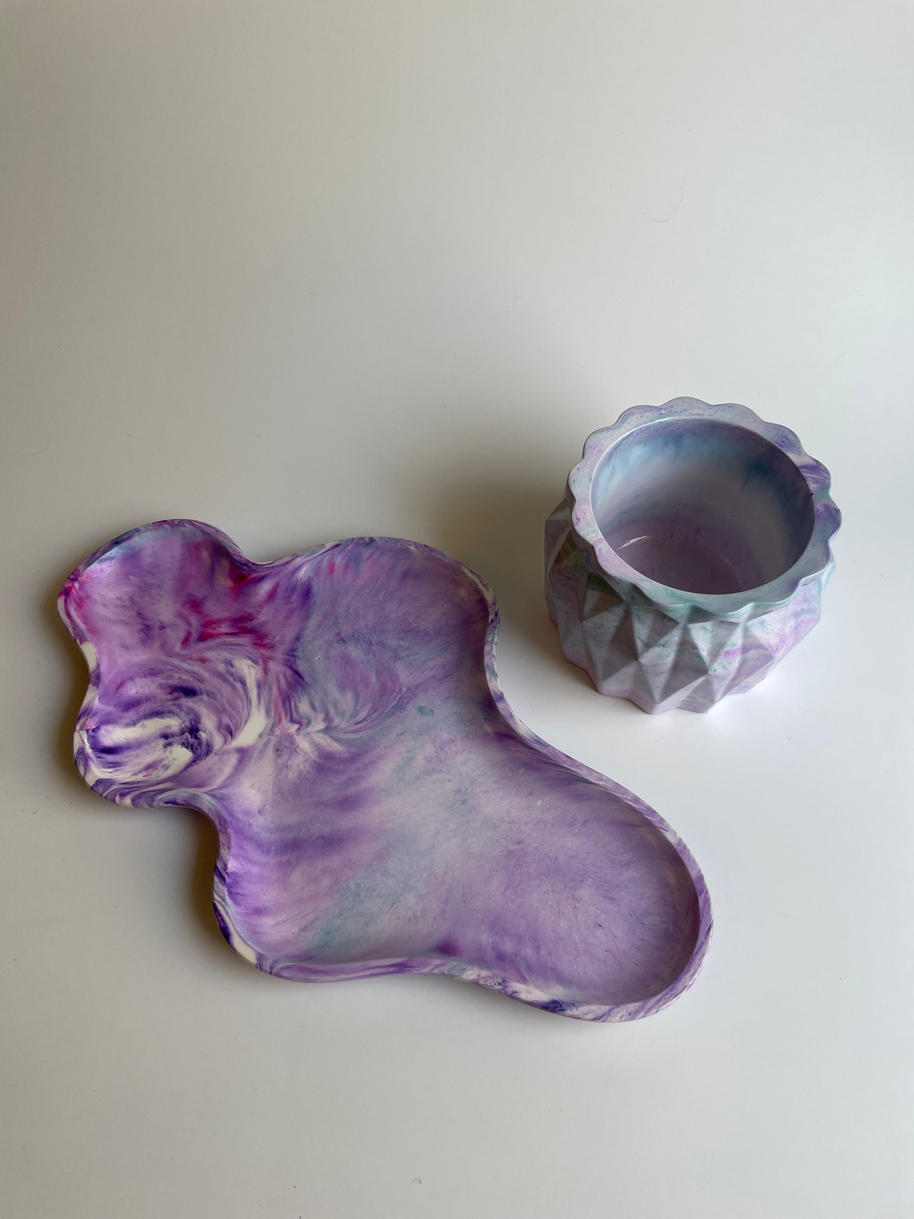 Vanity set | Purple & green marbled