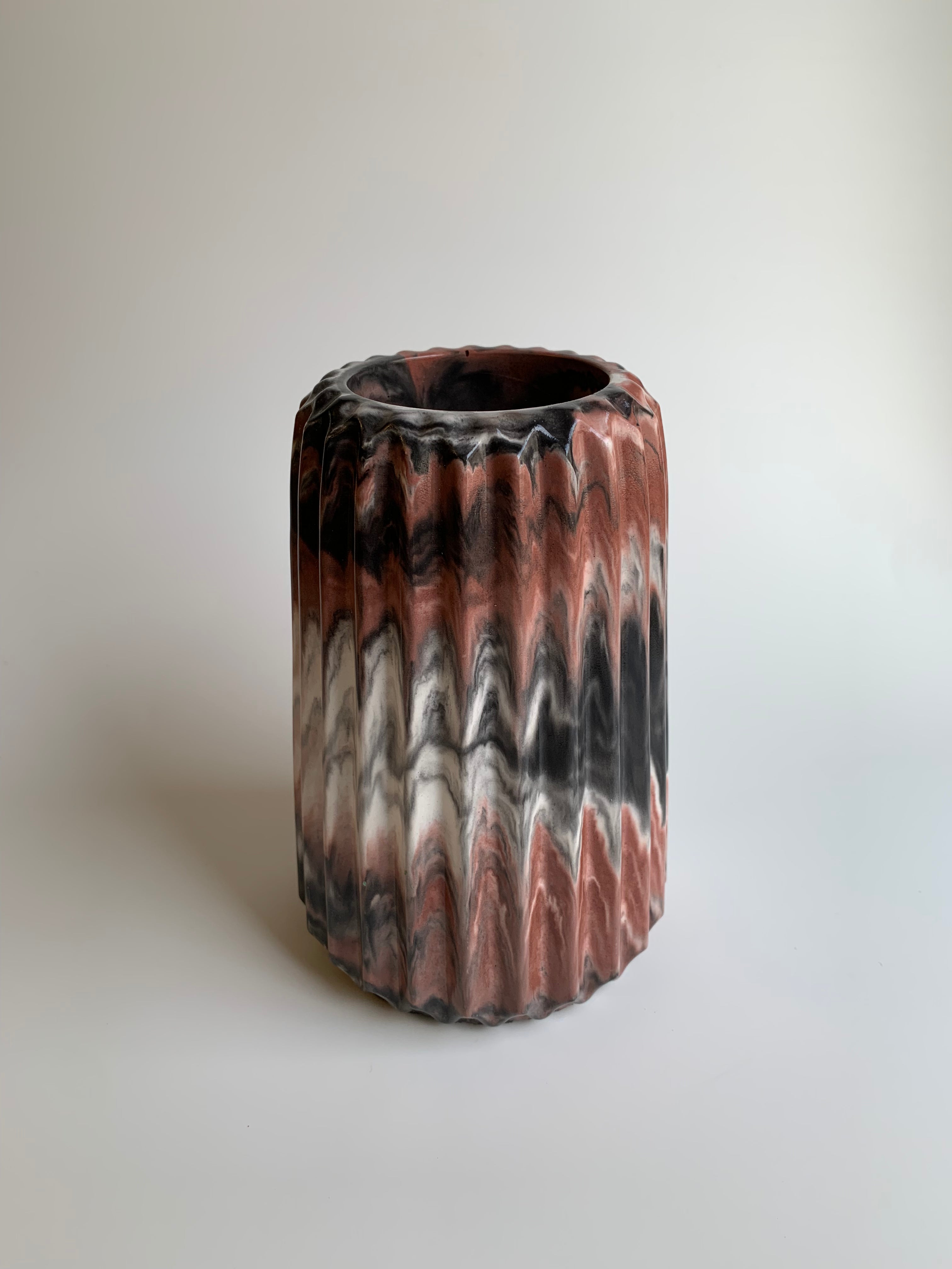 Marble Vase | Black, white, & Maroon