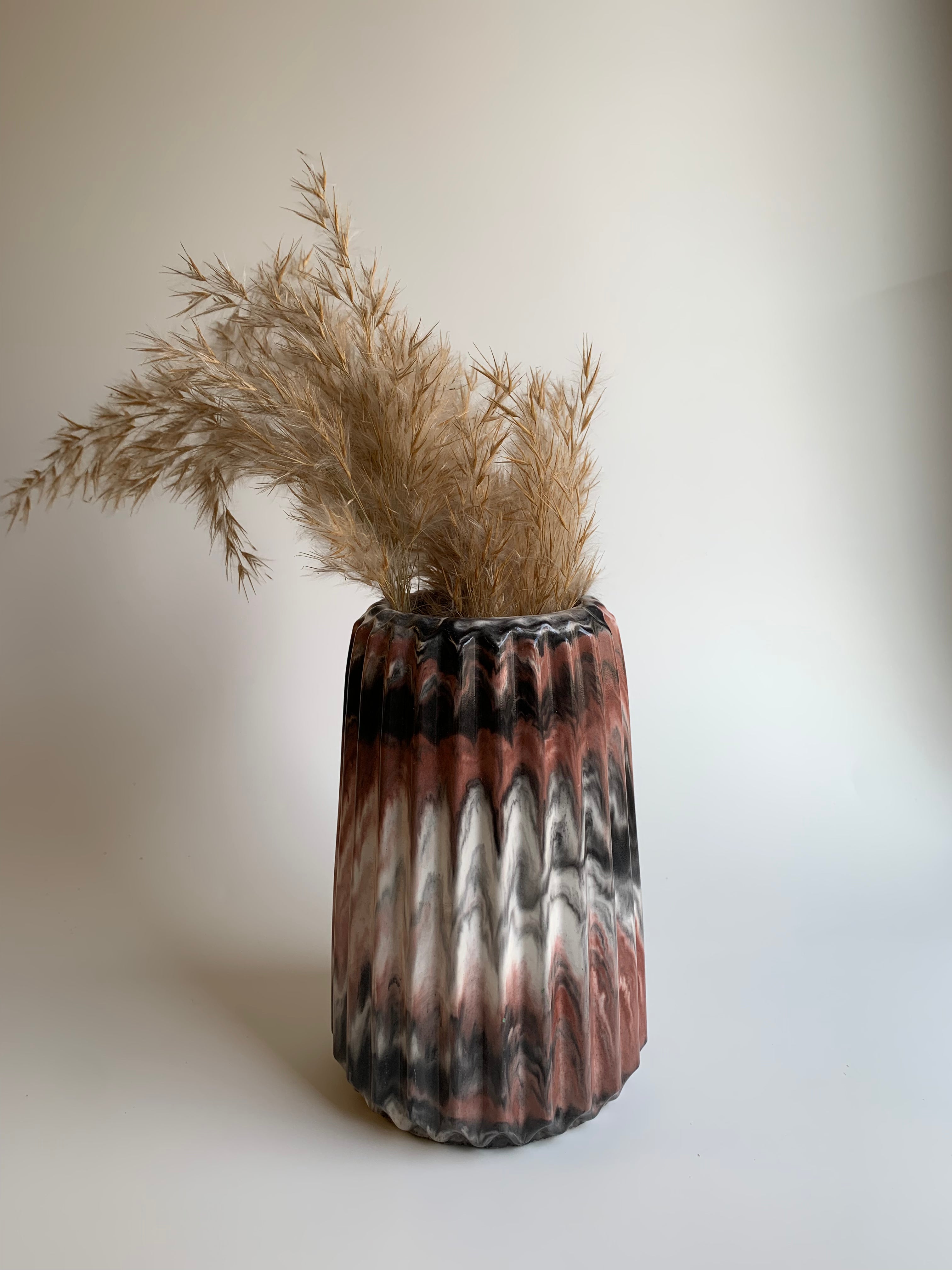 Marble Vase | Black, white, & Maroon