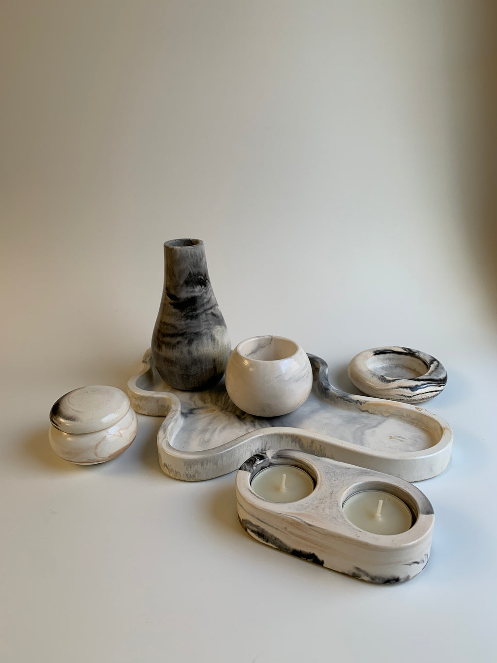 Vanity set | Black & Ivory White Marble